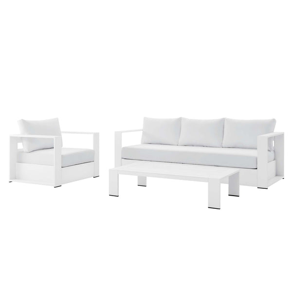 Tahoe 3-Piece Outdoor Patio Powder-Coated Aluminum Set, White White