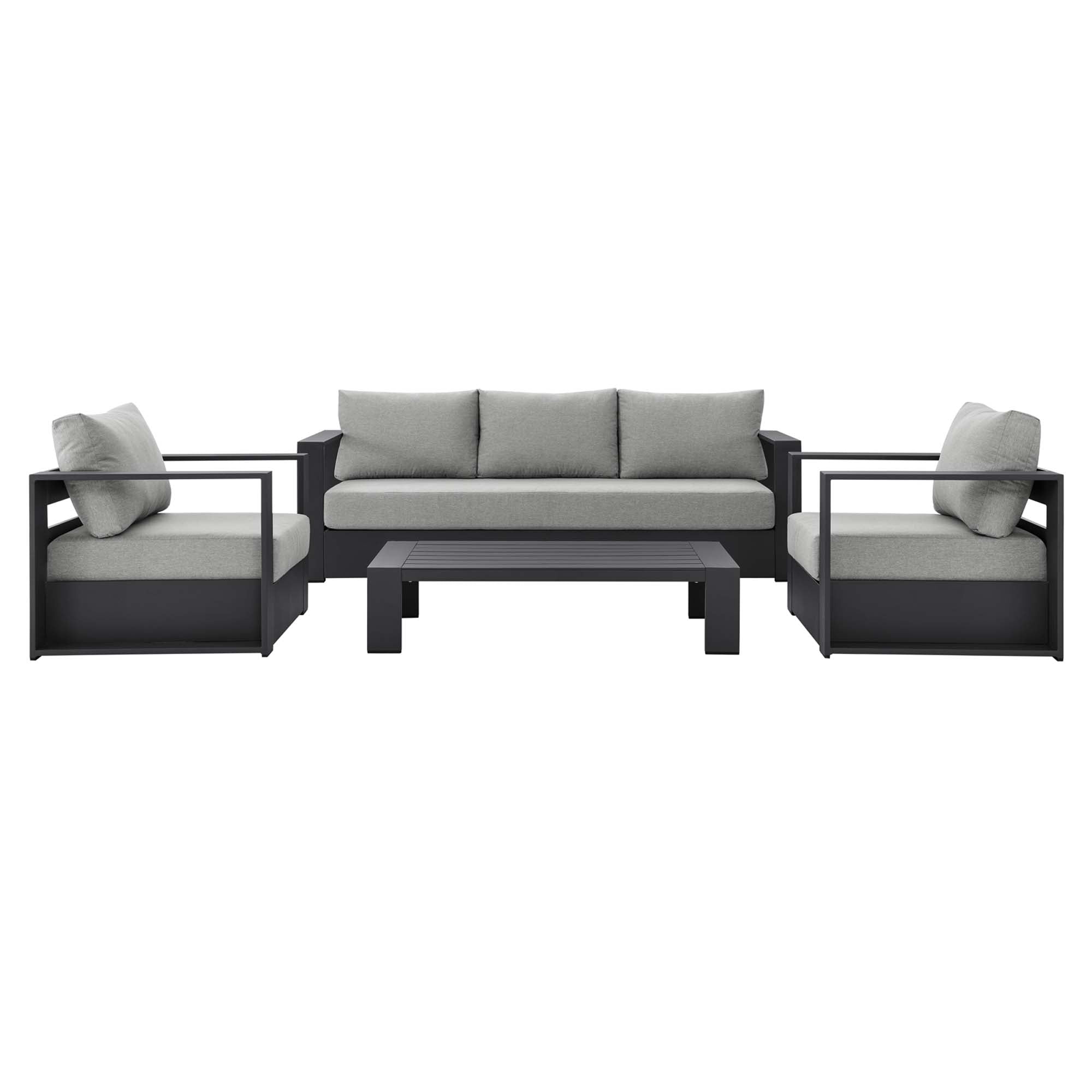 Tahoe 4-Piece Outdoor Patio Powder-Coated Aluminum Set, Gray Gray