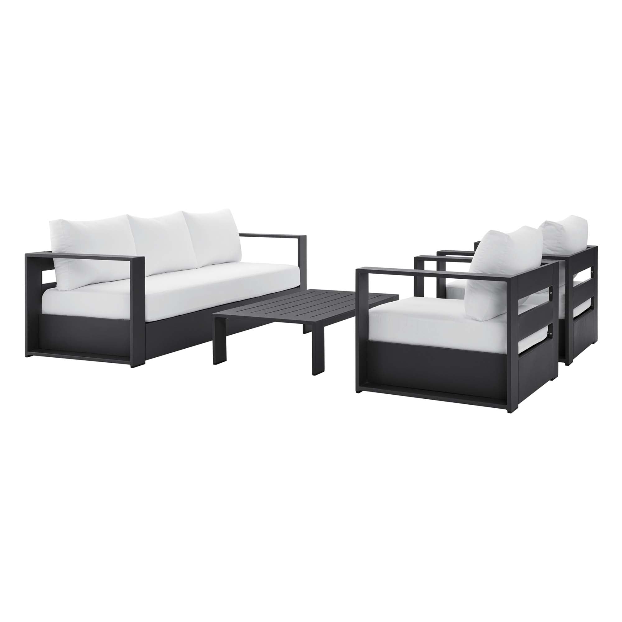 Tahoe 4-Piece Outdoor Patio Powder-Coated Aluminum Set, Gray White