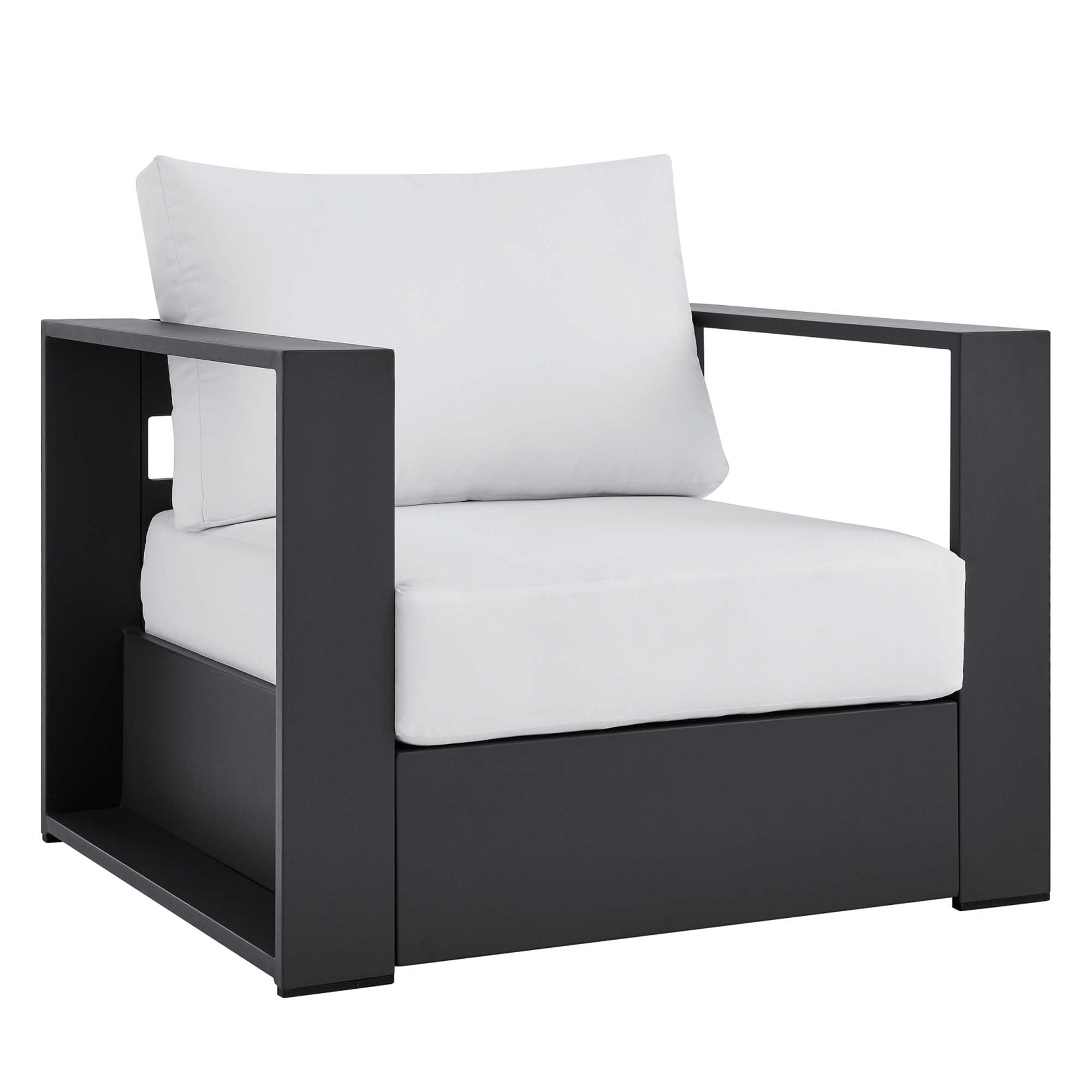 Tahoe 4-Piece Outdoor Patio Powder-Coated Aluminum Set, Gray White