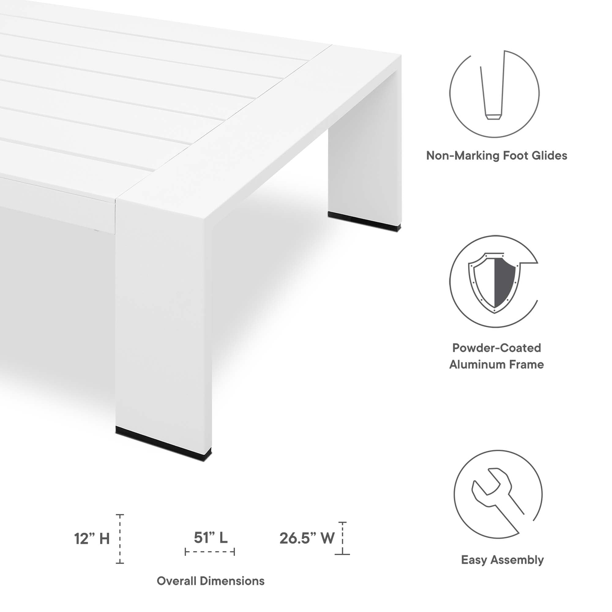 Tahoe 4-Piece Outdoor Patio Powder-Coated Aluminum Set, White Charcoal