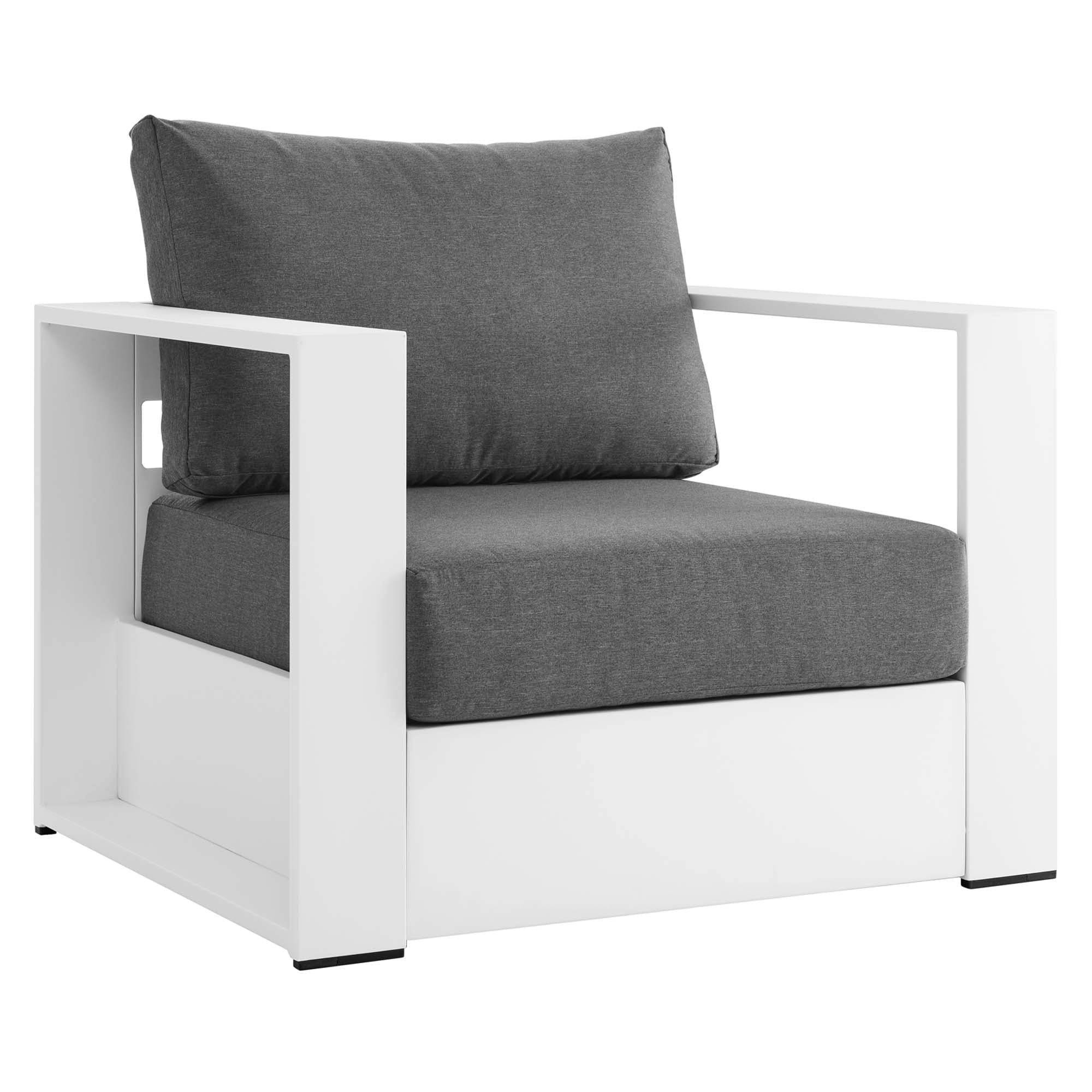 Tahoe 4-Piece Outdoor Patio Powder-Coated Aluminum Set, White Charcoal