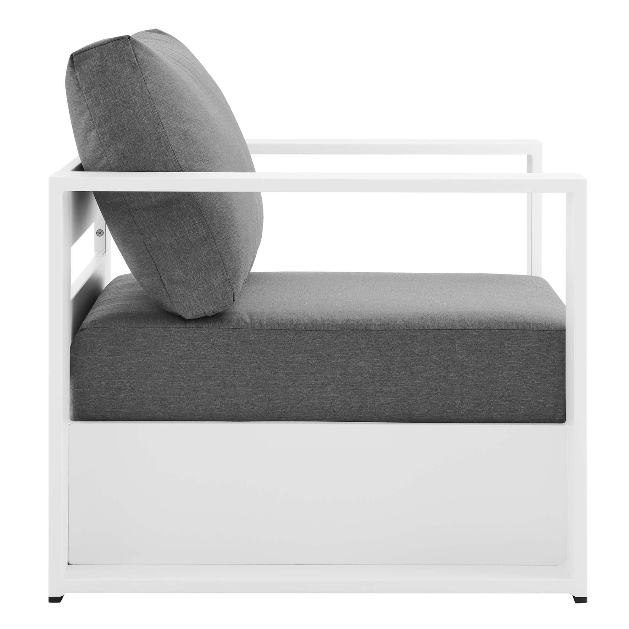 Tahoe 4-Piece Outdoor Patio Powder-Coated Aluminum Set, White Charcoal