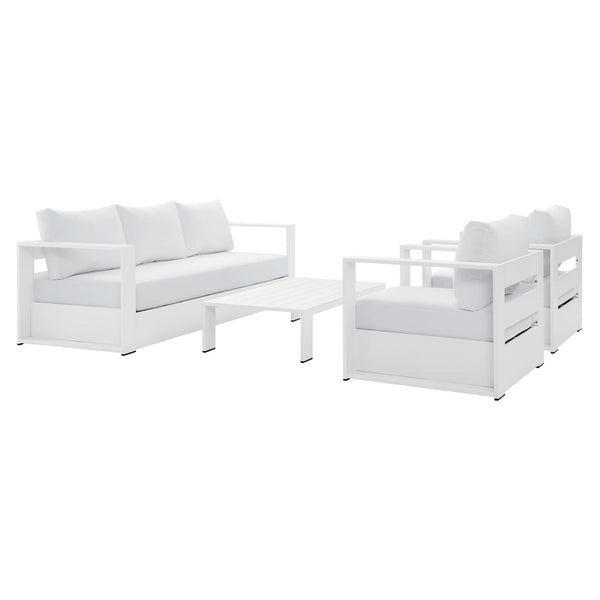 Tahoe 4-Piece Outdoor Patio Powder-Coated Aluminum Set, White White