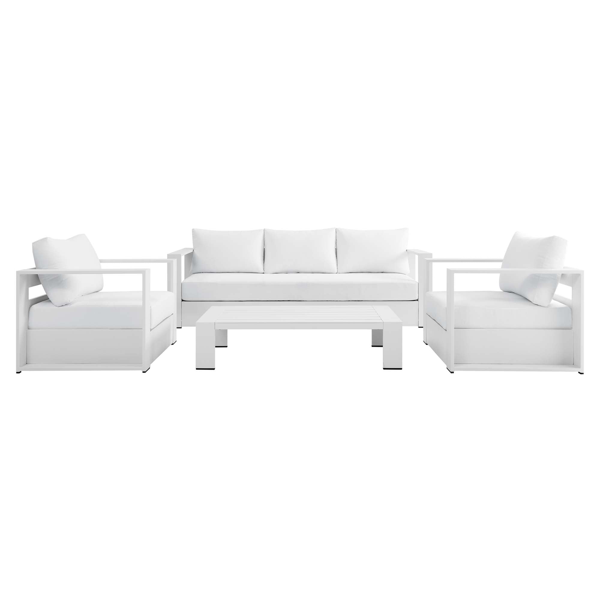 Tahoe 4-Piece Outdoor Patio Powder-Coated Aluminum Set, White White