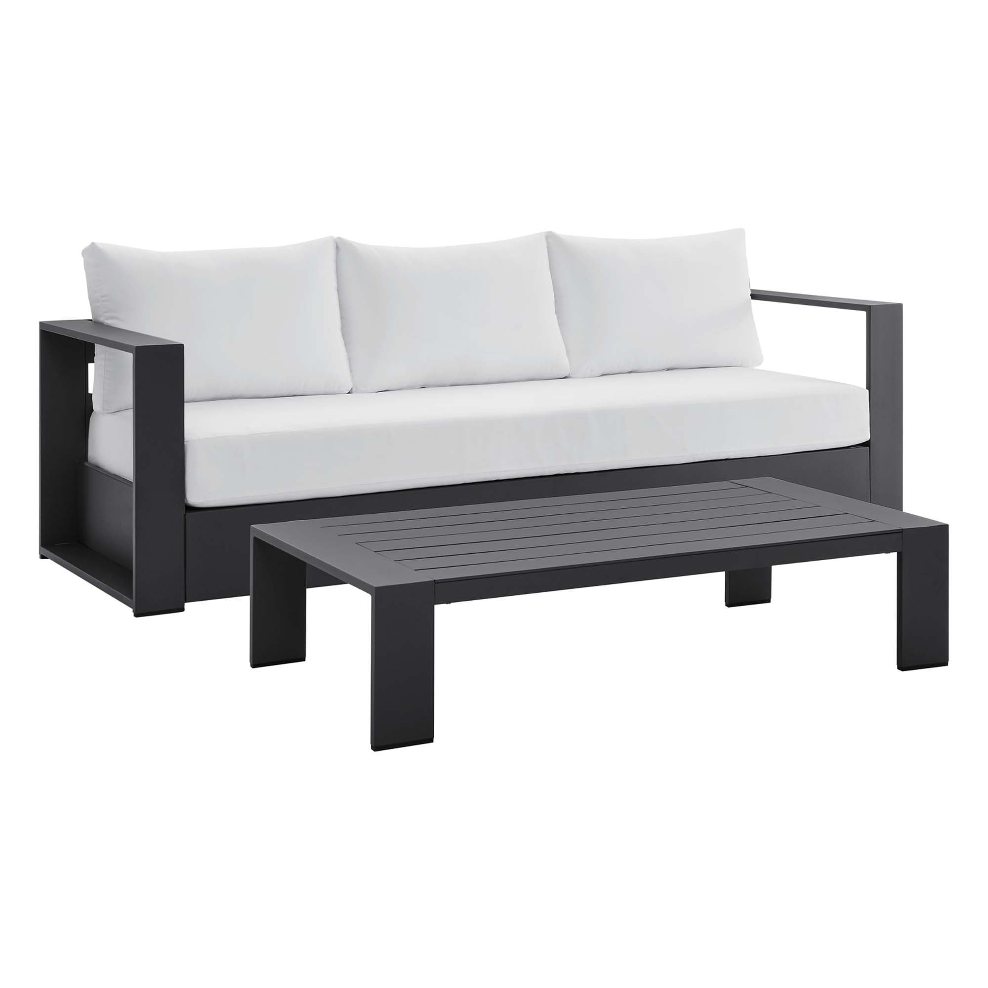 Tahoe 2-Piece Outdoor Patio Powder-Coated Aluminum Set, Gray White