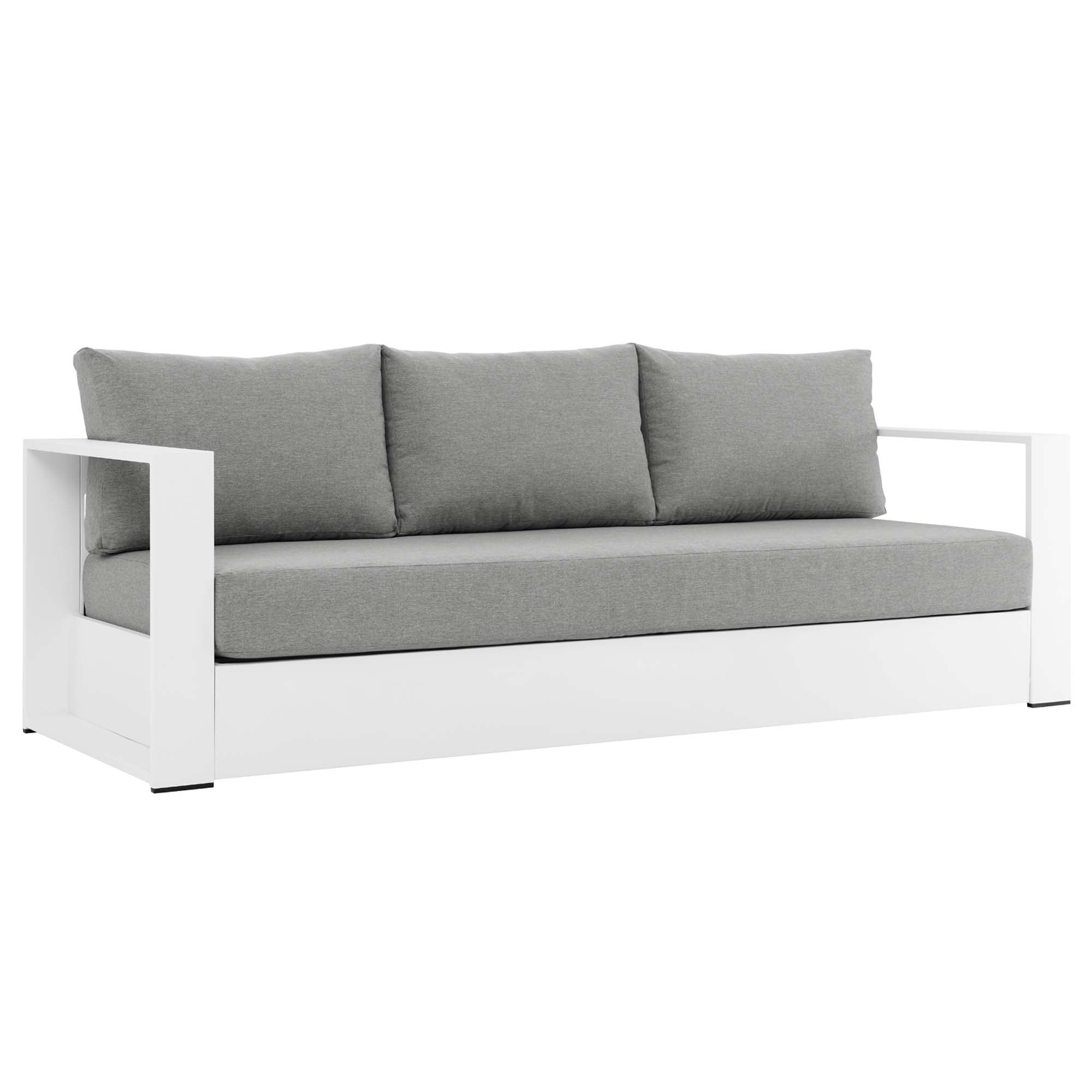 Tahoe 2-Piece Outdoor Patio Powder-Coated Aluminum Set, White Gray