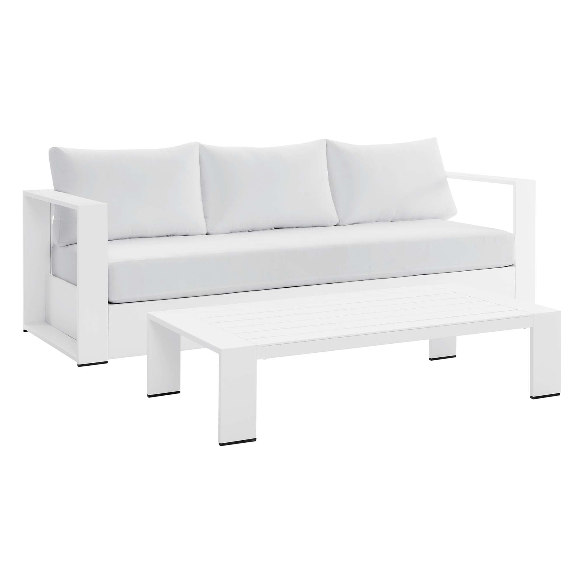 Tahoe 2-Piece Outdoor Patio Powder-Coated Aluminum Set, White White