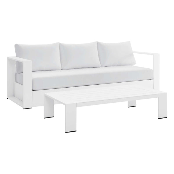 Tahoe 2-Piece Outdoor Patio Powder-Coated Aluminum Set, White White