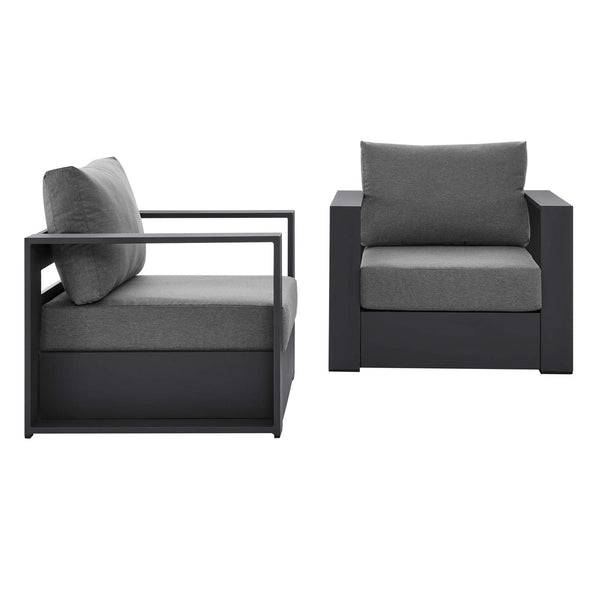 Tahoe 2-Piece Outdoor Patio Powder-Coated Aluminum Armchair Set, Gray Charcoal