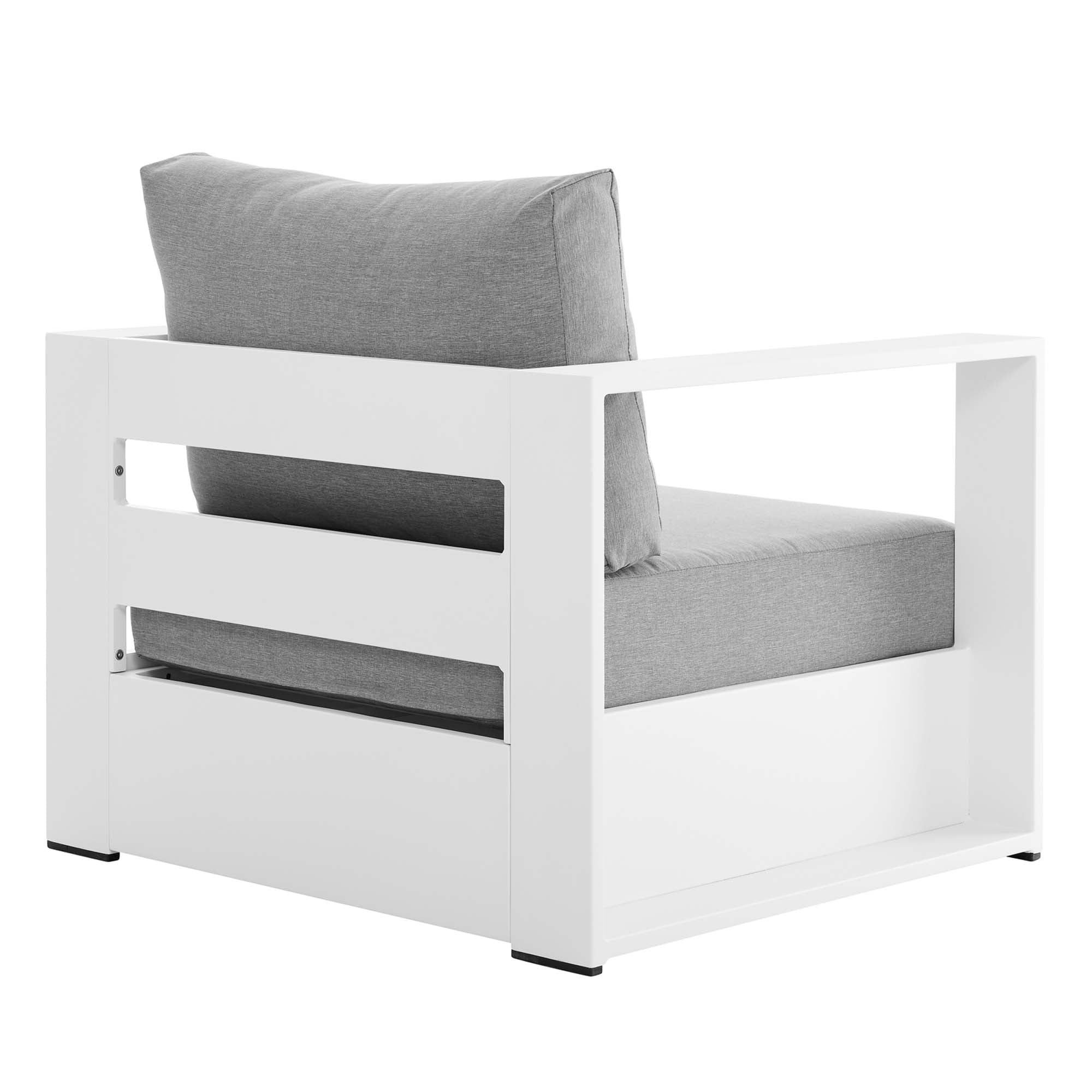 Tahoe 2-Piece Outdoor Patio Powder-Coated Aluminum Armchair Set, White Gray