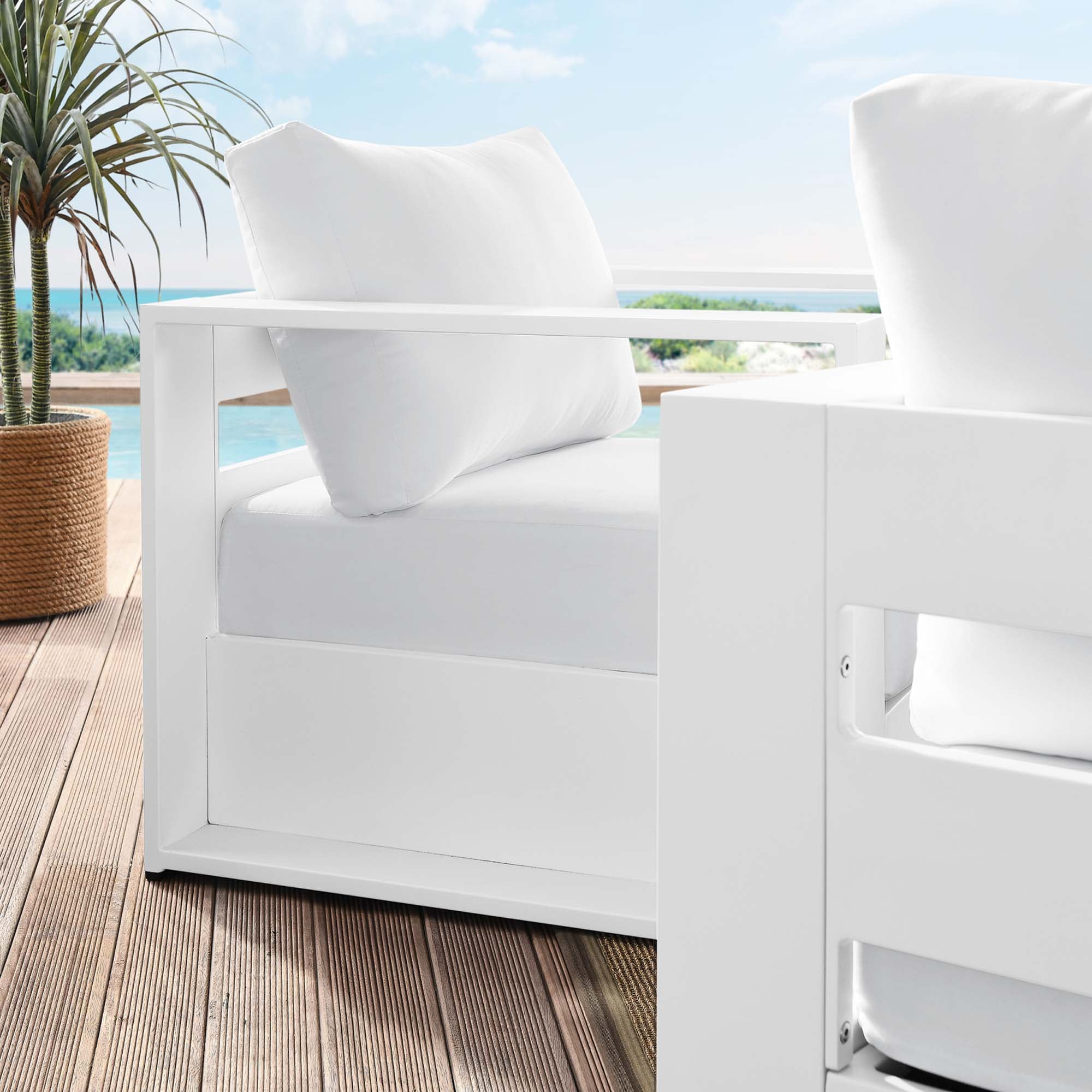Tahoe 2-Piece Outdoor Patio Powder-Coated Aluminum Armchair Set, White White