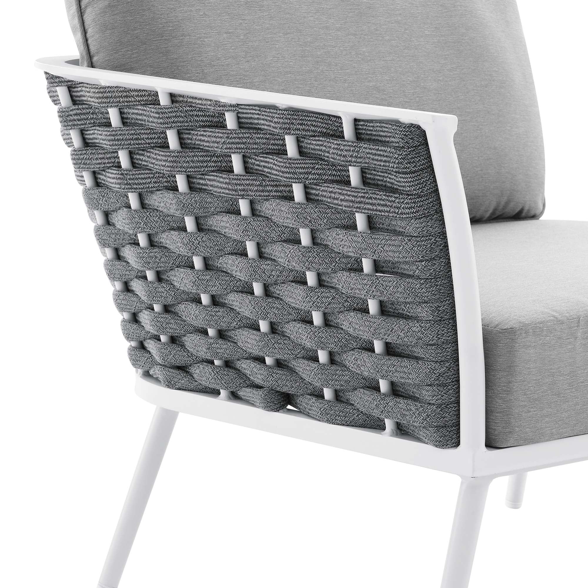 Stance 4 Piece Outdoor Patio Aluminum Sectional Sofa Set, White Gray