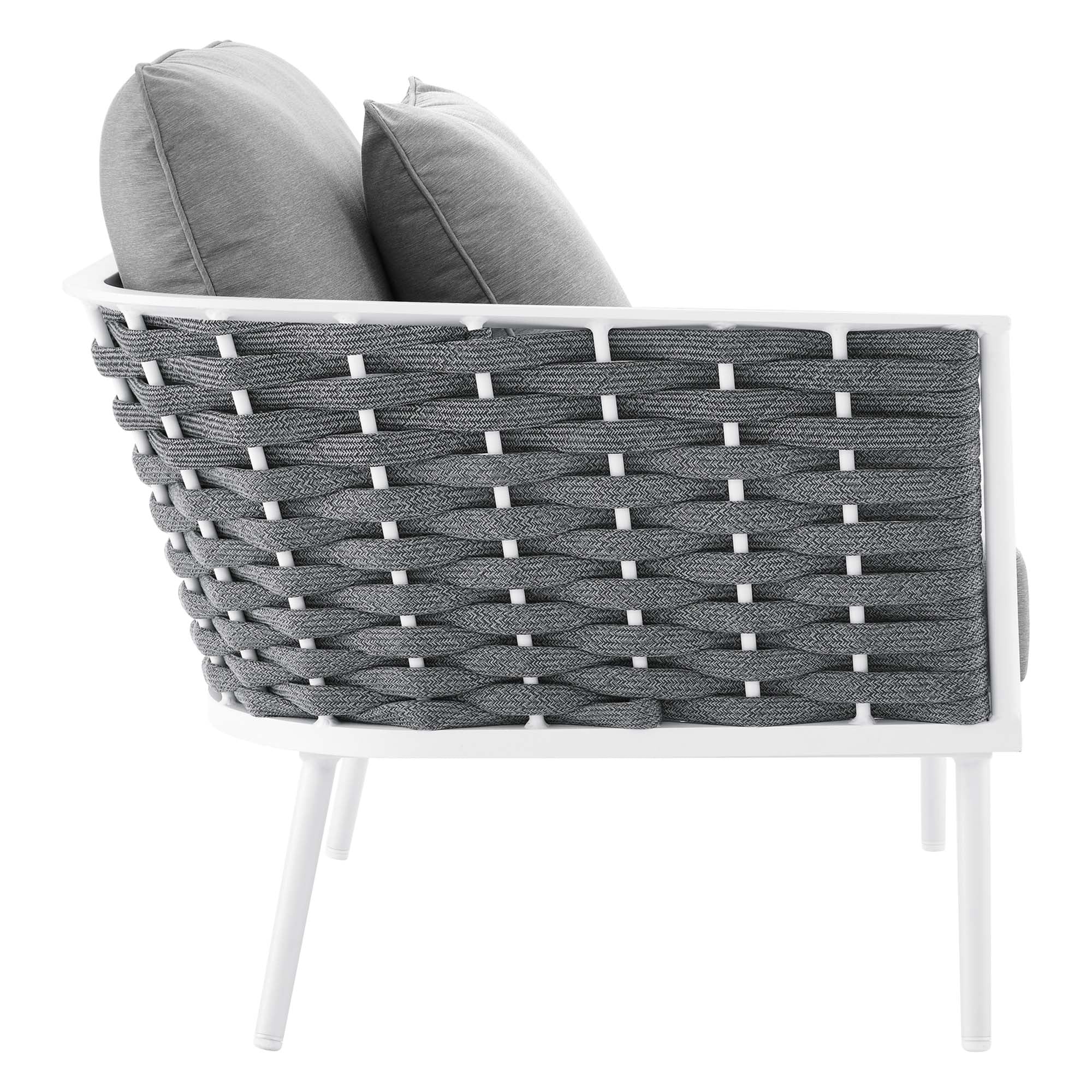 Stance 8 Piece Outdoor Patio Aluminum Sectional Sofa Set, White Gray