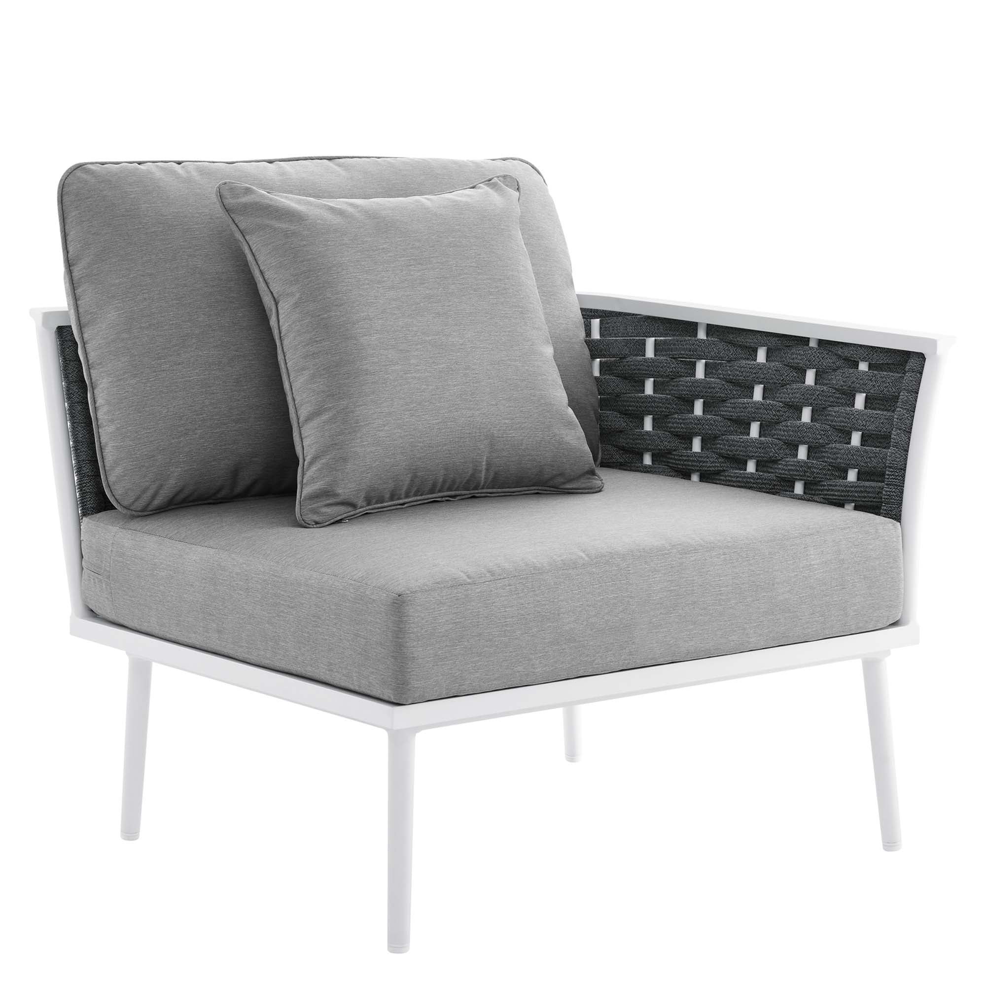 Stance 8 Piece Outdoor Patio Aluminum Sectional Sofa Set, White Gray