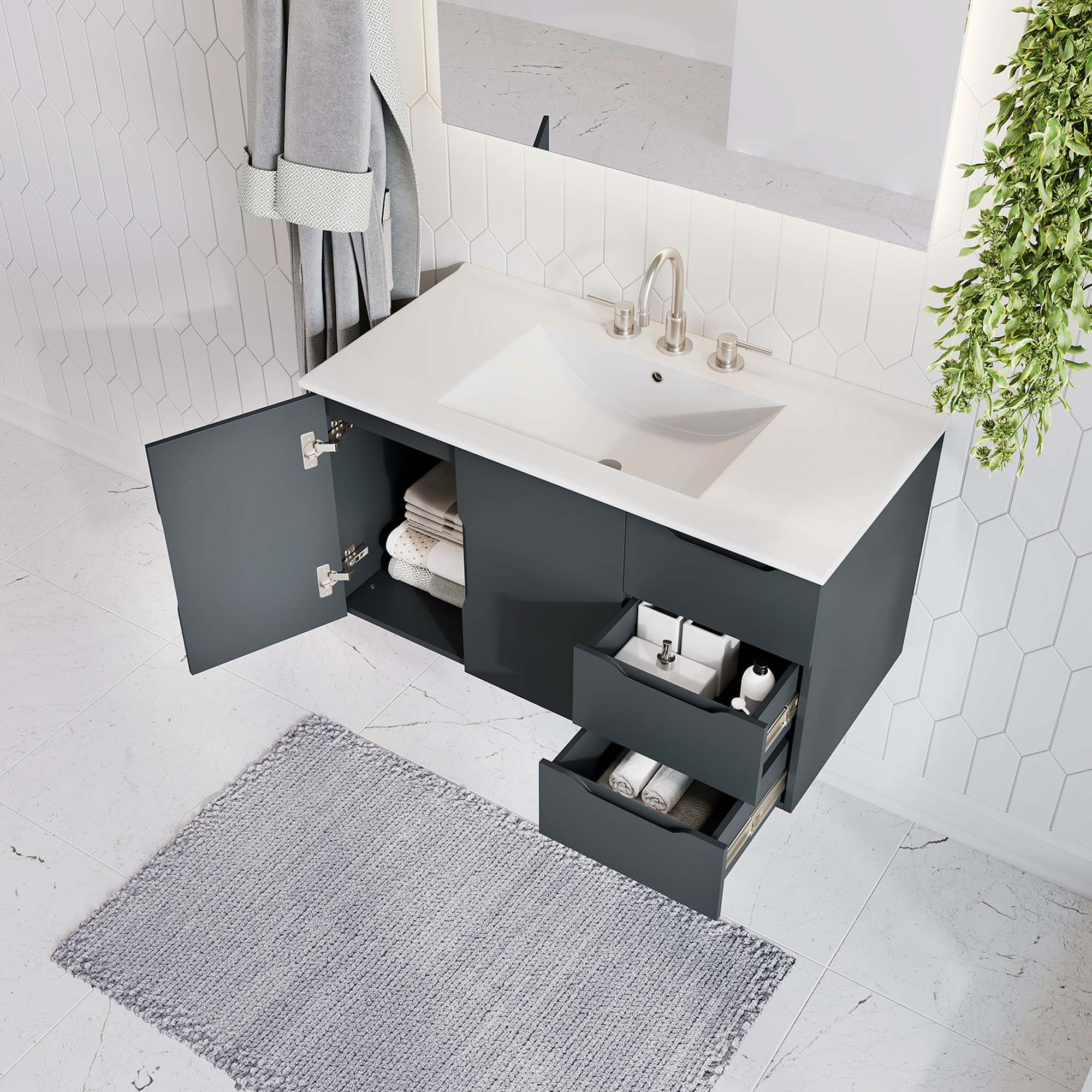Vitality 36" Bathroom Vanity, Gray White