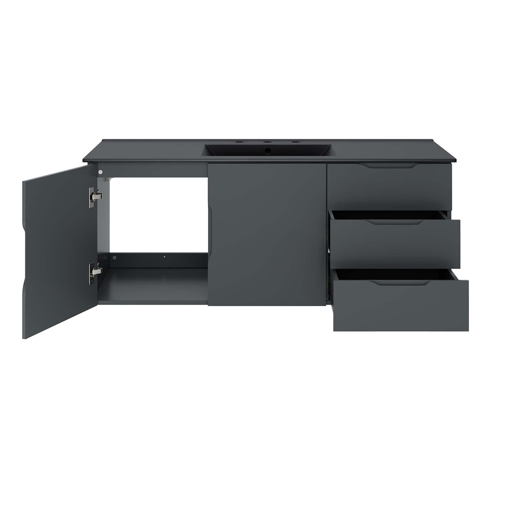 Vitality 48" Single Sink Bathroom Vanity, Gray Black