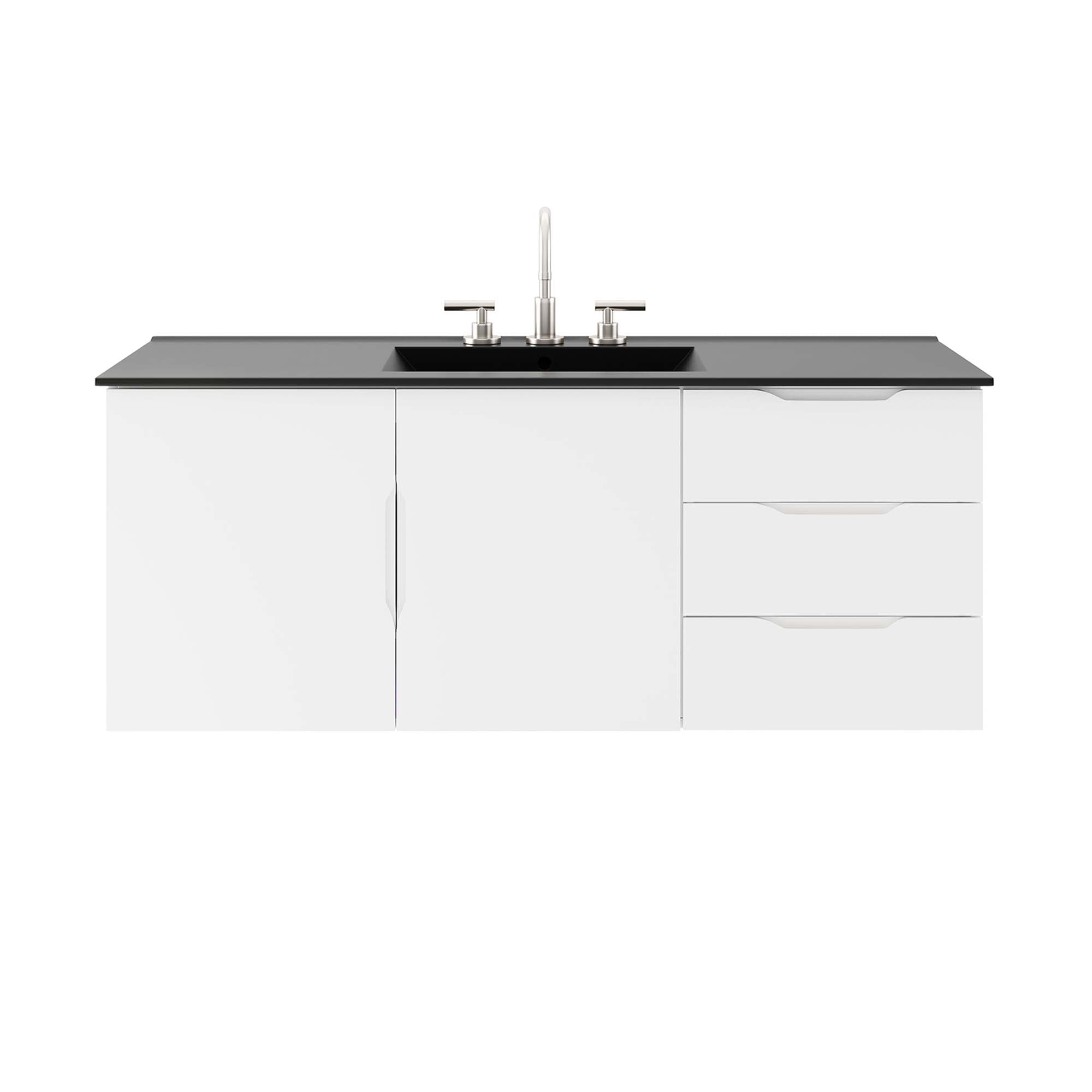 Vitality 48" Single Sink Bathroom Vanity, White Black
