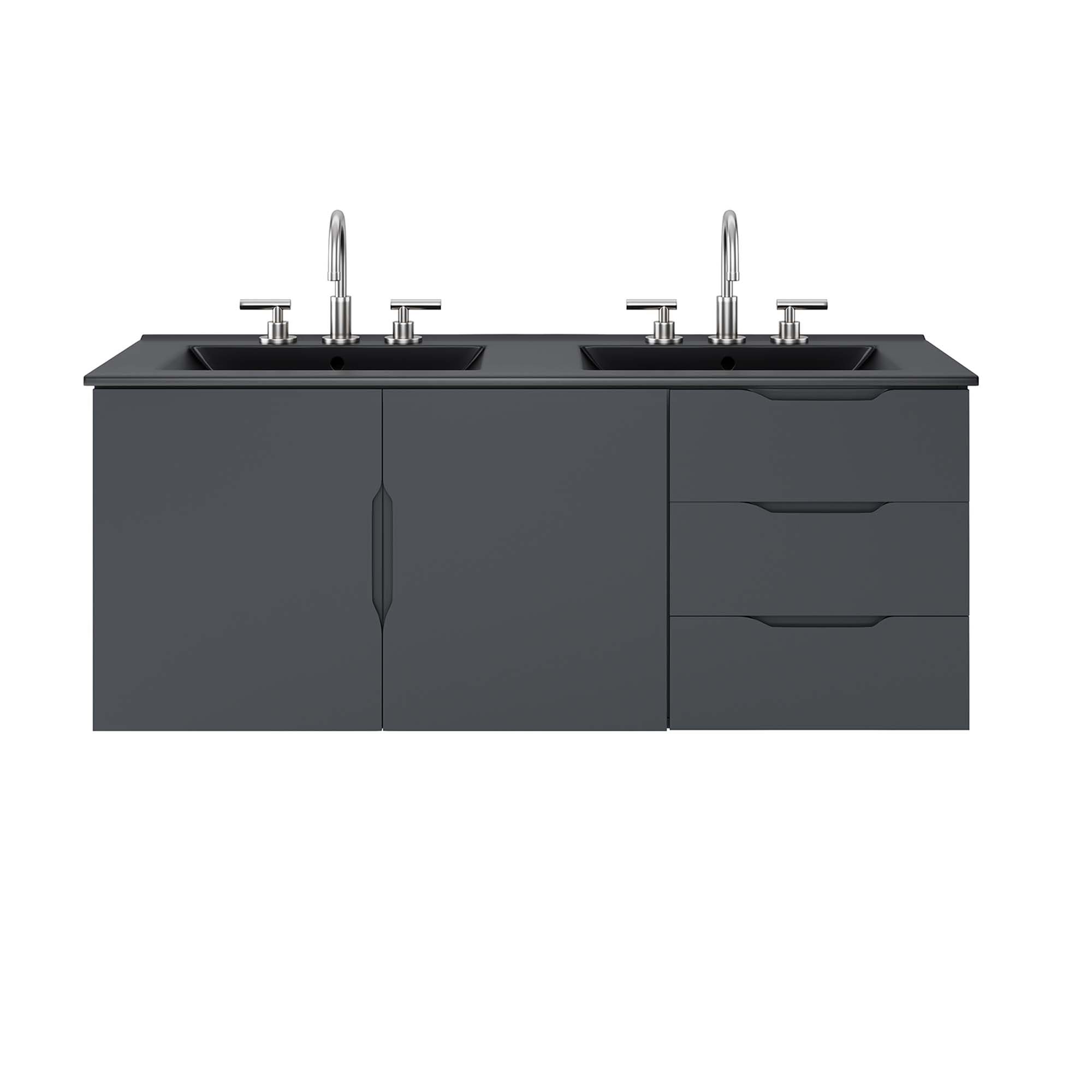 Vitality 48" Double Sink Bathroom Vanity, Gray Black