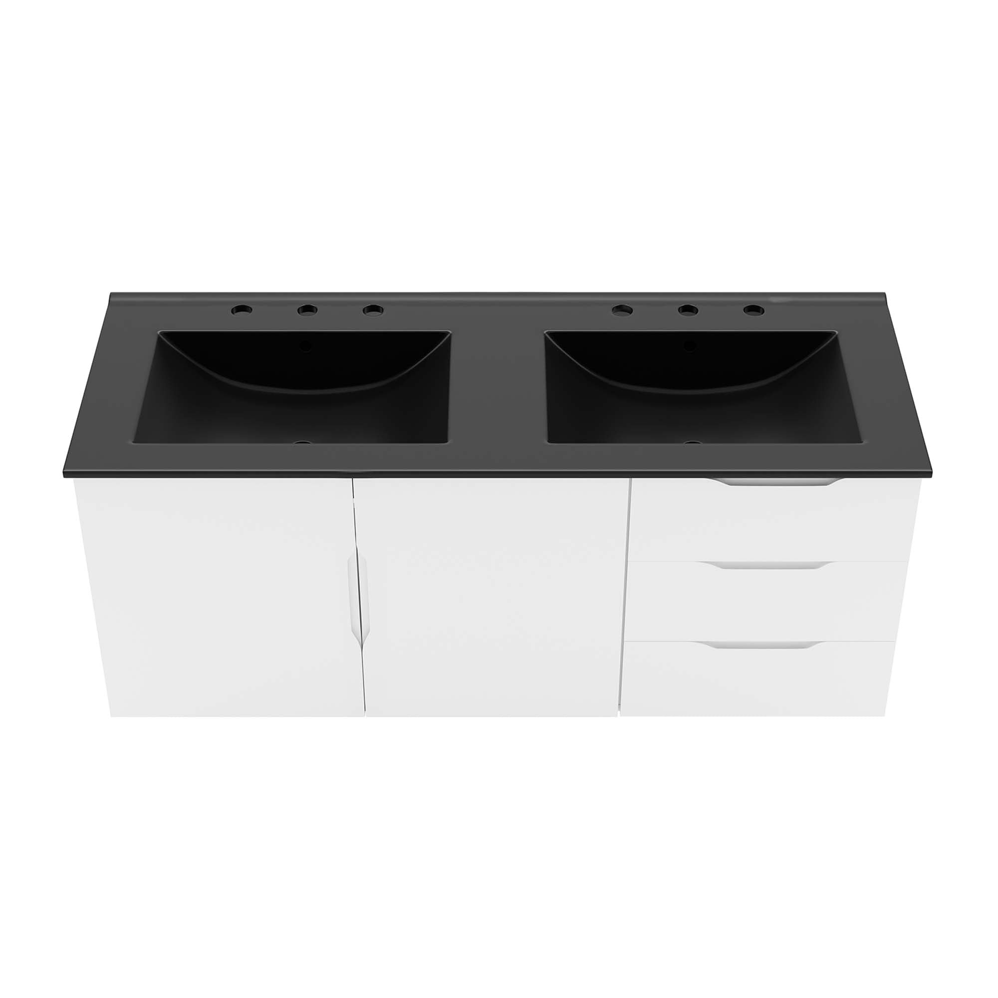 Vitality 48" Double Sink Bathroom Vanity, White Black