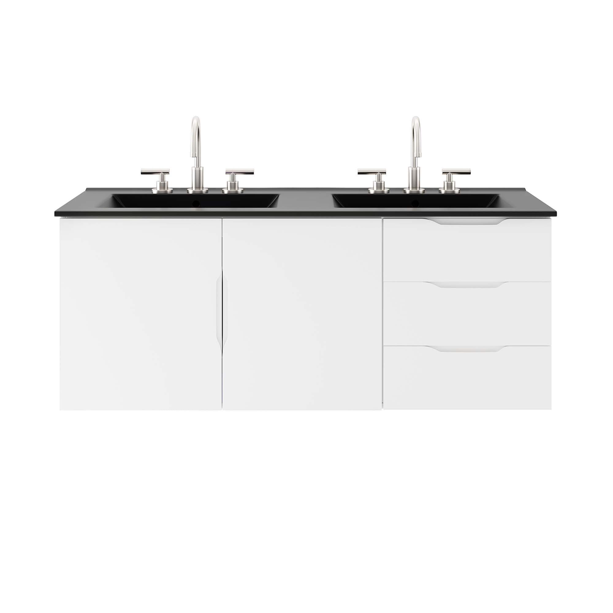 Vitality 48" Double Sink Bathroom Vanity, White Black