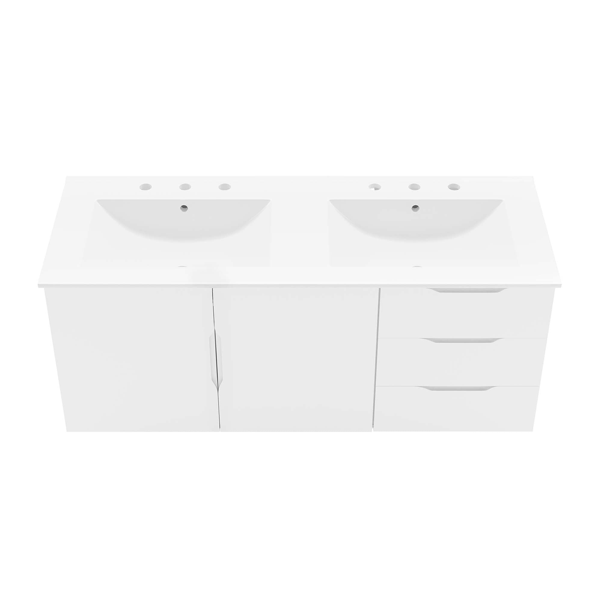 Vitality 48" Double Sink Bathroom Vanity, White White