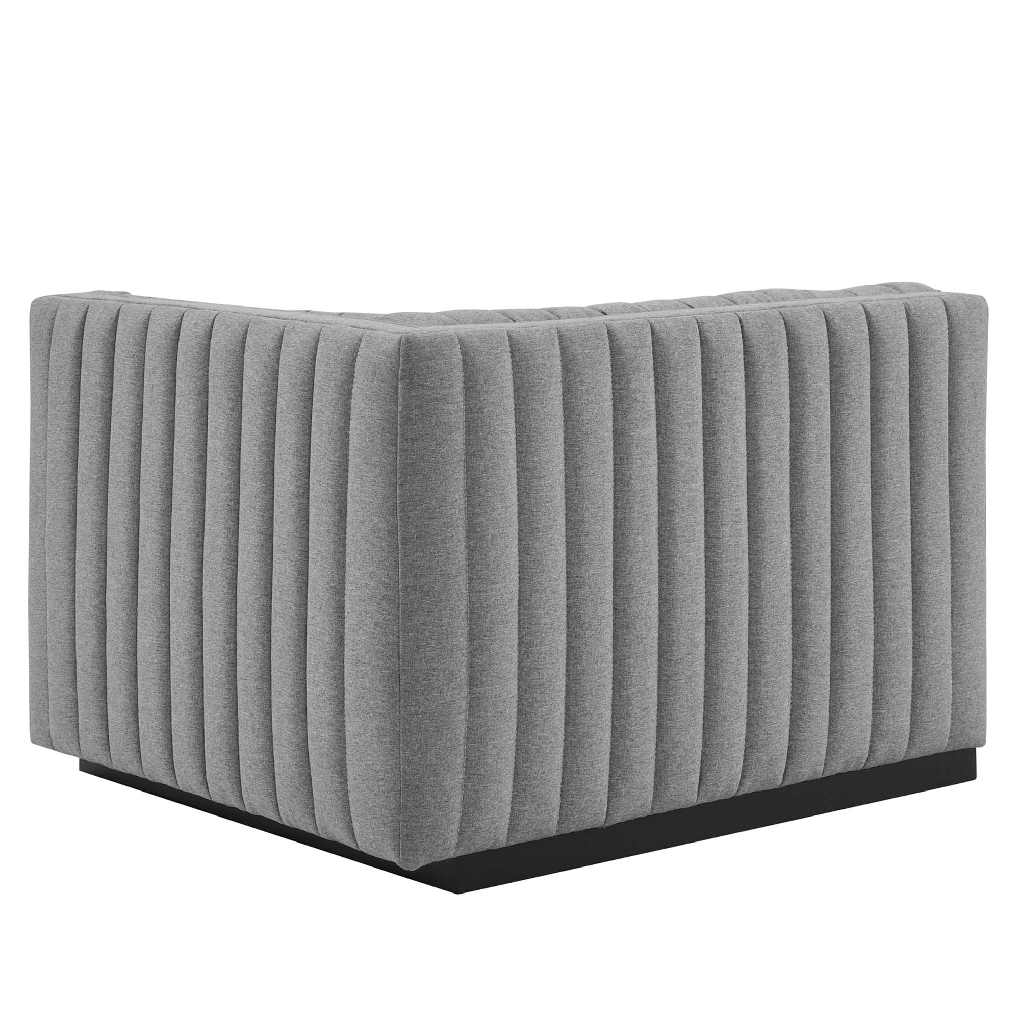 Conjure Channel Tufted Upholstered Fabric Loveseat, Black Light Gray