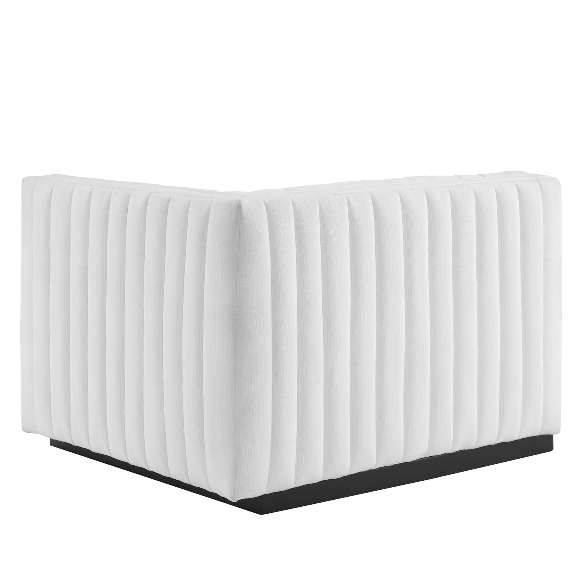 Conjure Channel Tufted Upholstered Fabric Loveseat, Black White