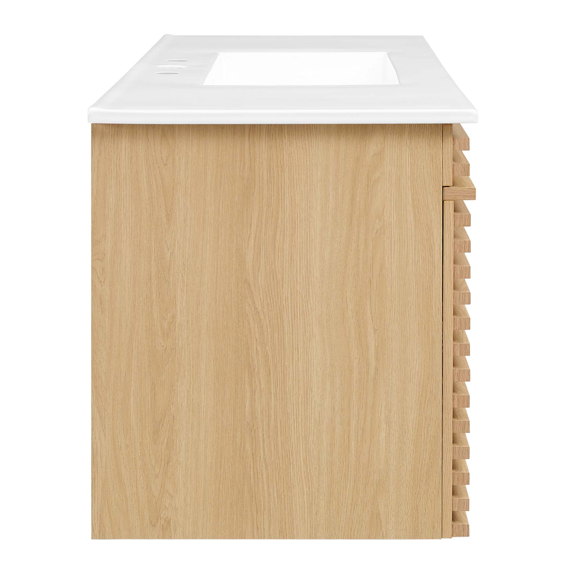 Render 48" Wall-Mount Bathroom Vanity, Oak White
