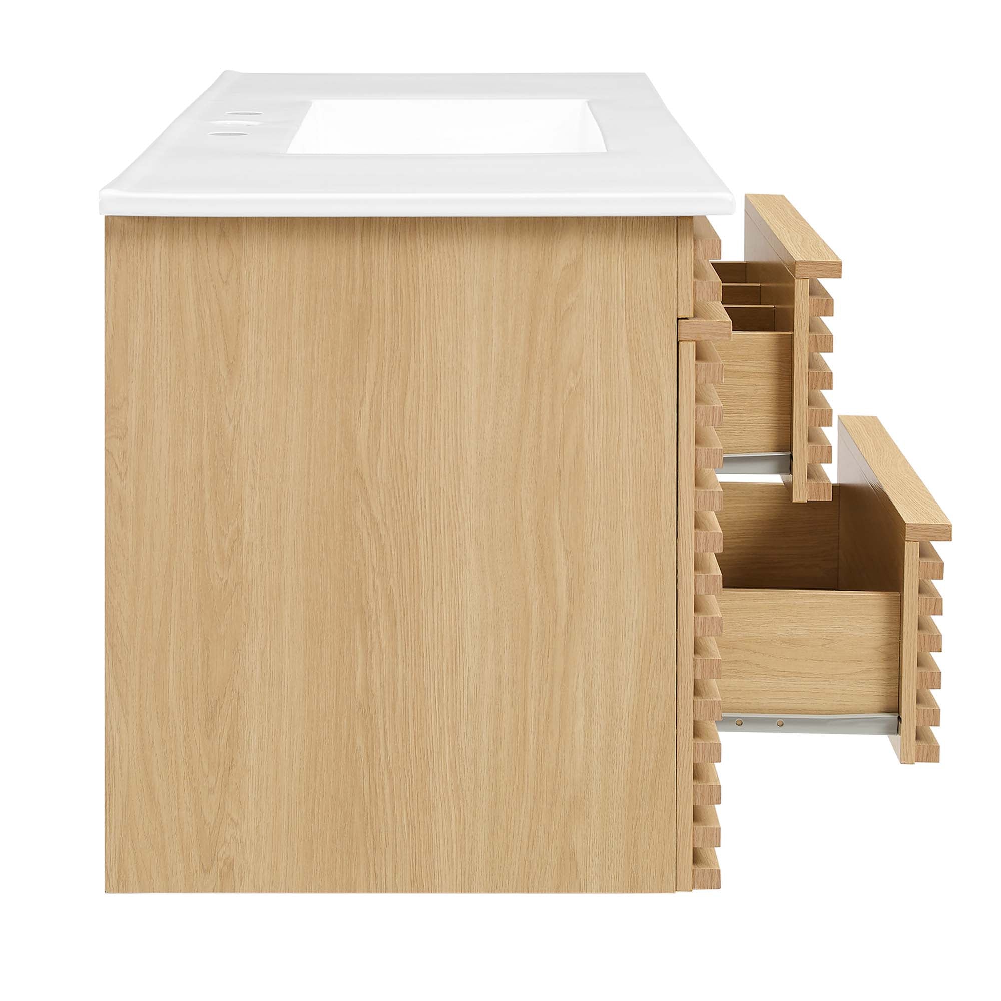 Render 48" Wall-Mount Bathroom Vanity, Oak White