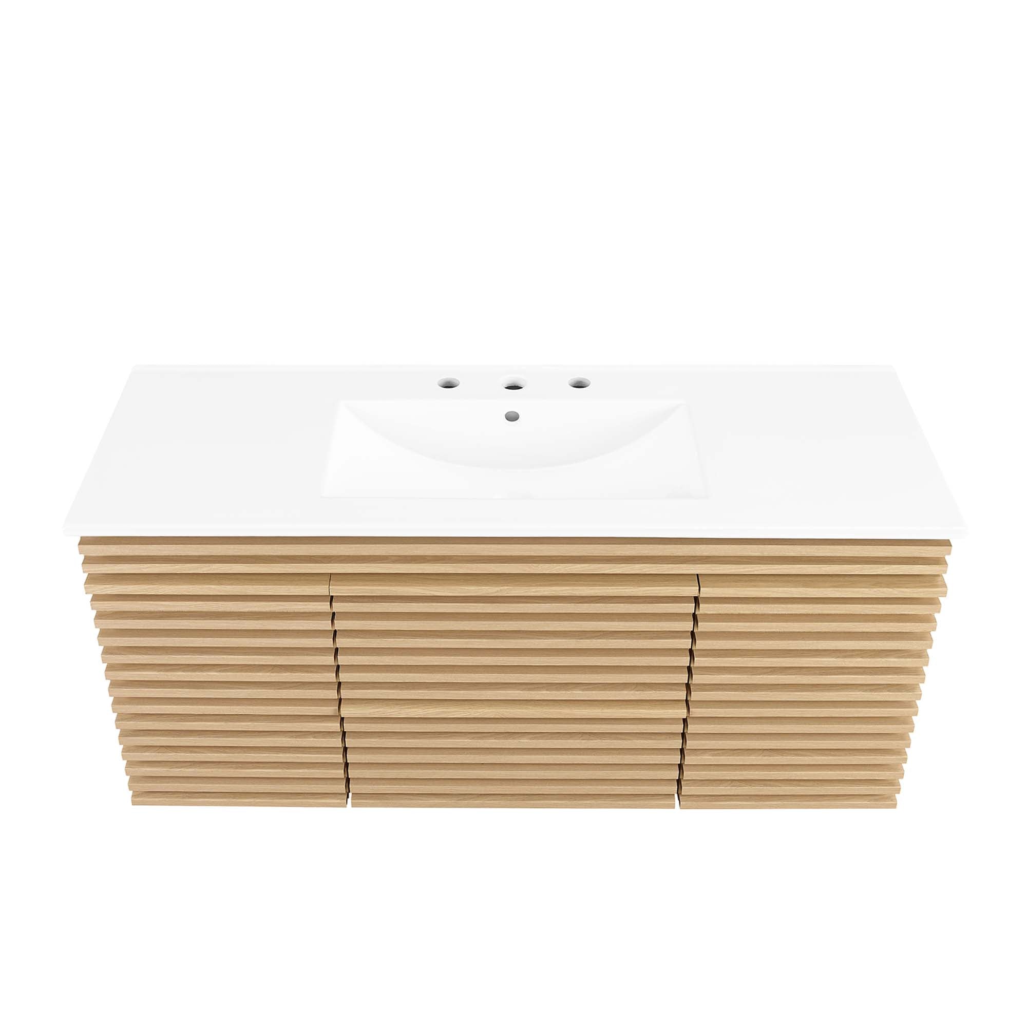 Render 48" Wall-Mount Bathroom Vanity, Oak White