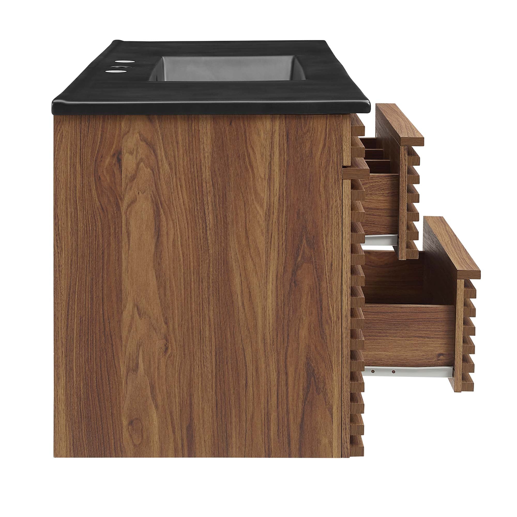 Render 48" Wall-Mount Bathroom Vanity, Walnut Black