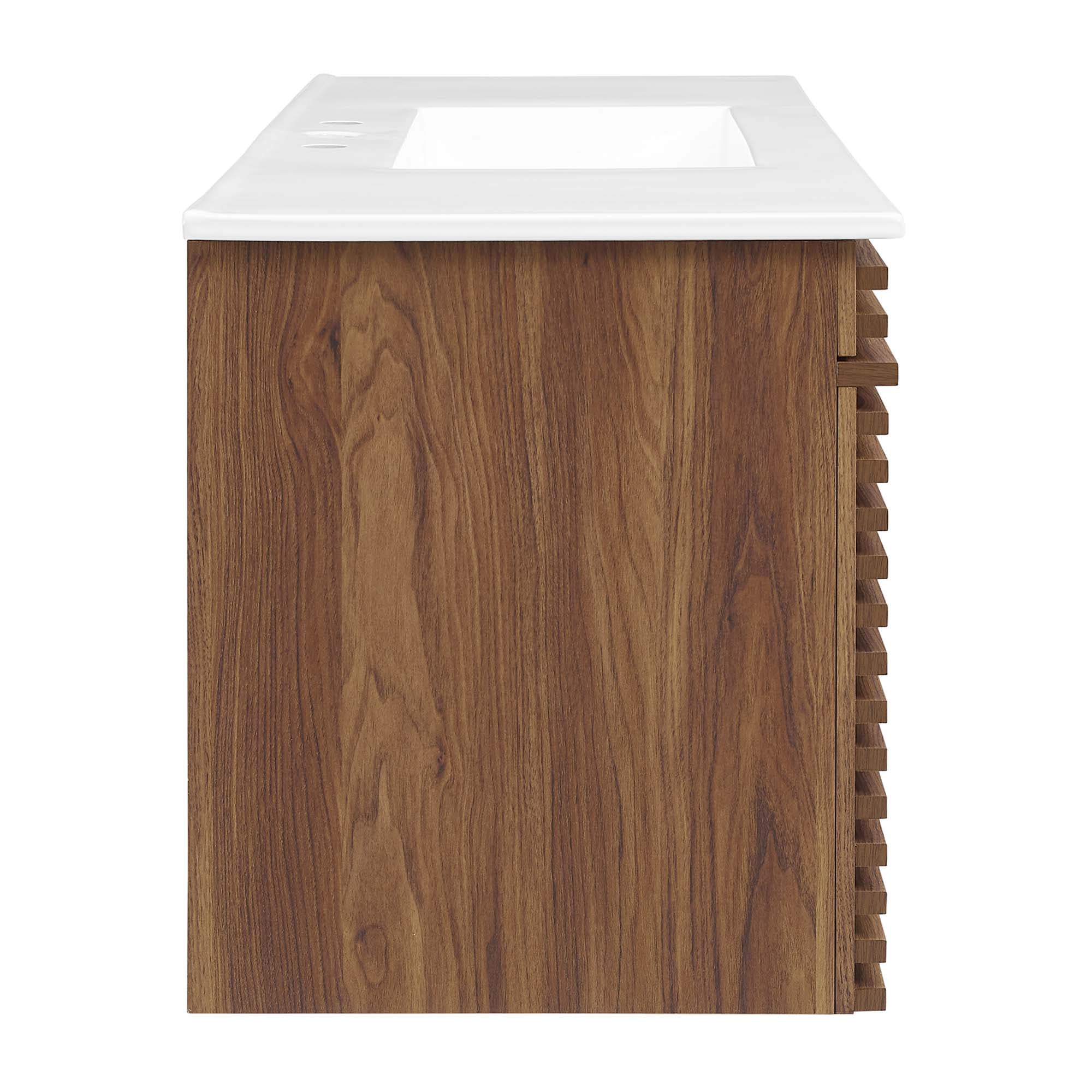 Render 48" Wall-Mount Bathroom Vanity, Walnut White