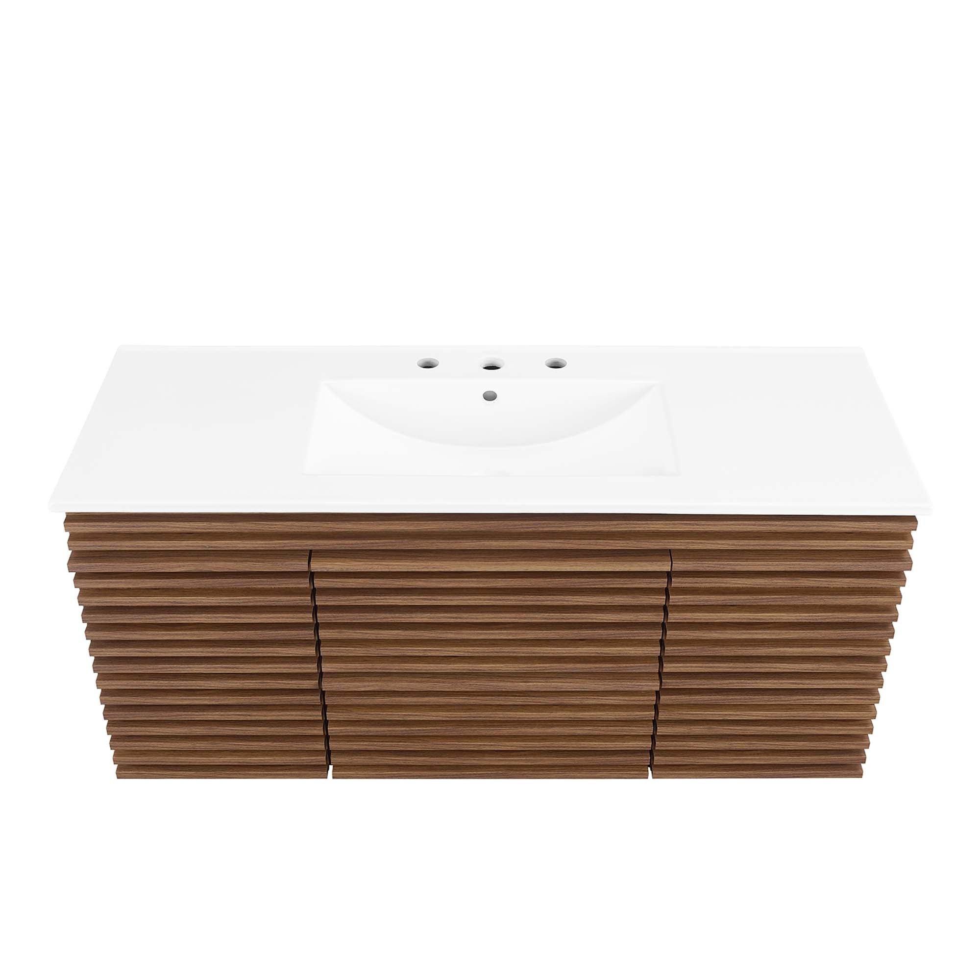 Render 48" Wall-Mount Bathroom Vanity, Walnut White