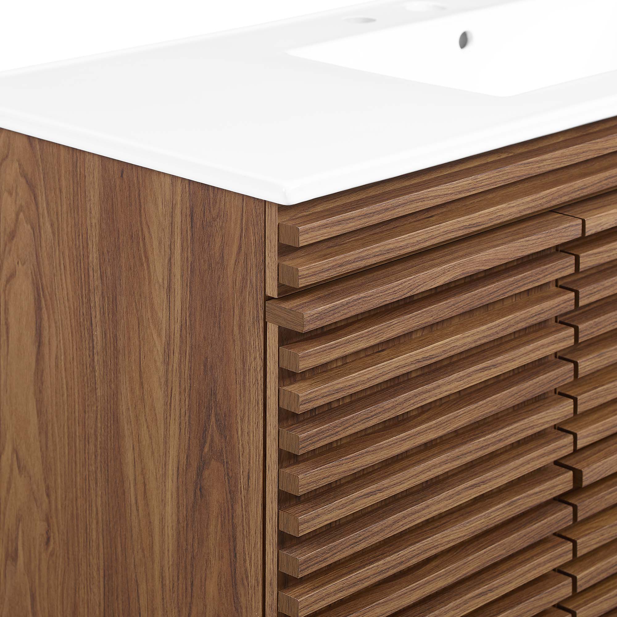 Render 48" Wall-Mount Bathroom Vanity, Walnut White