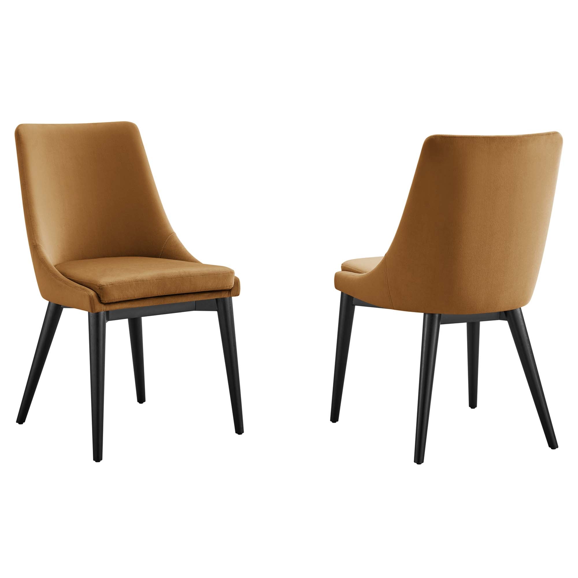 Viscount Accent Performance Velvet Dining Chairs Set of 2, Cognac