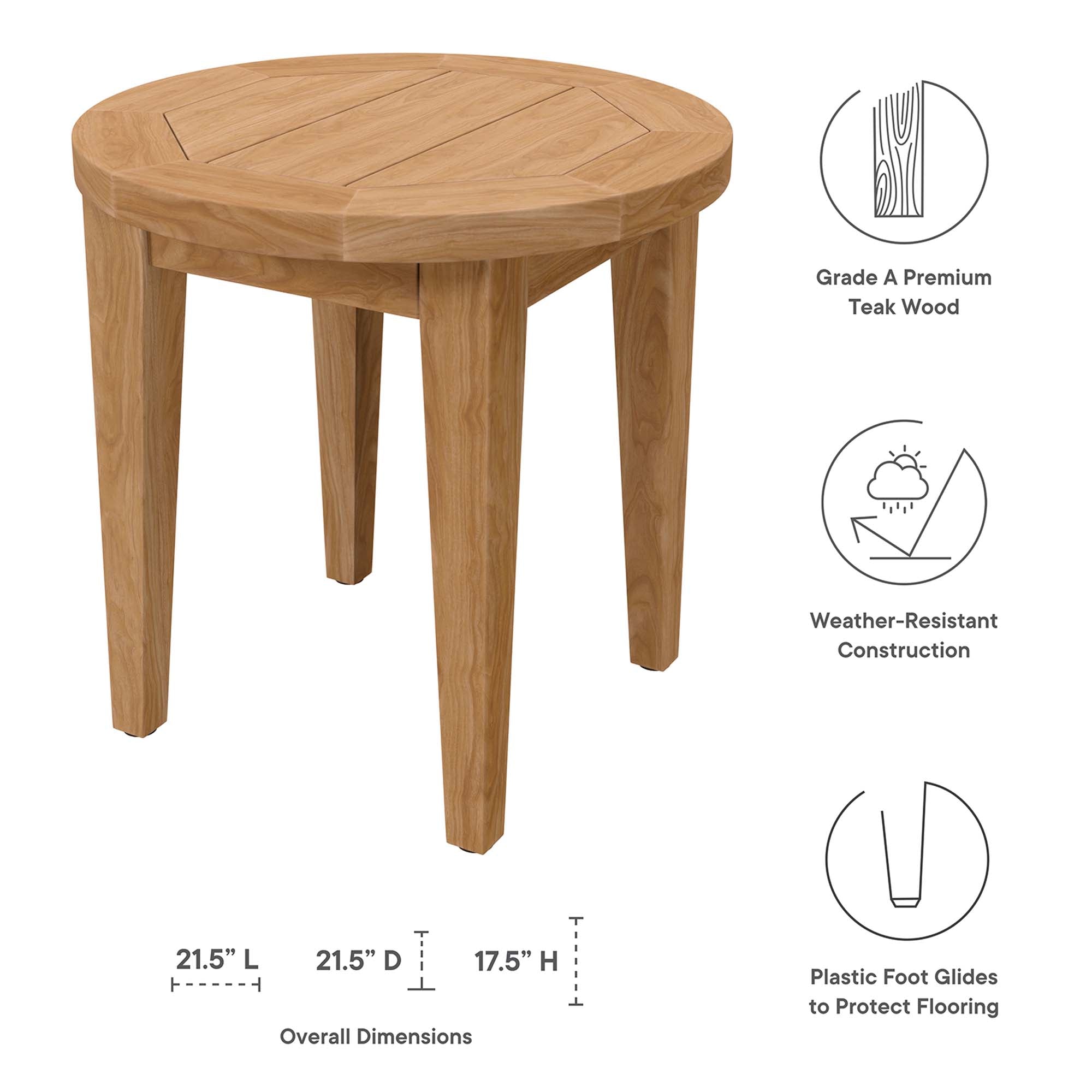 Brisbane 3-Piece Teak Wood Outdoor Patio Set, Natural White
