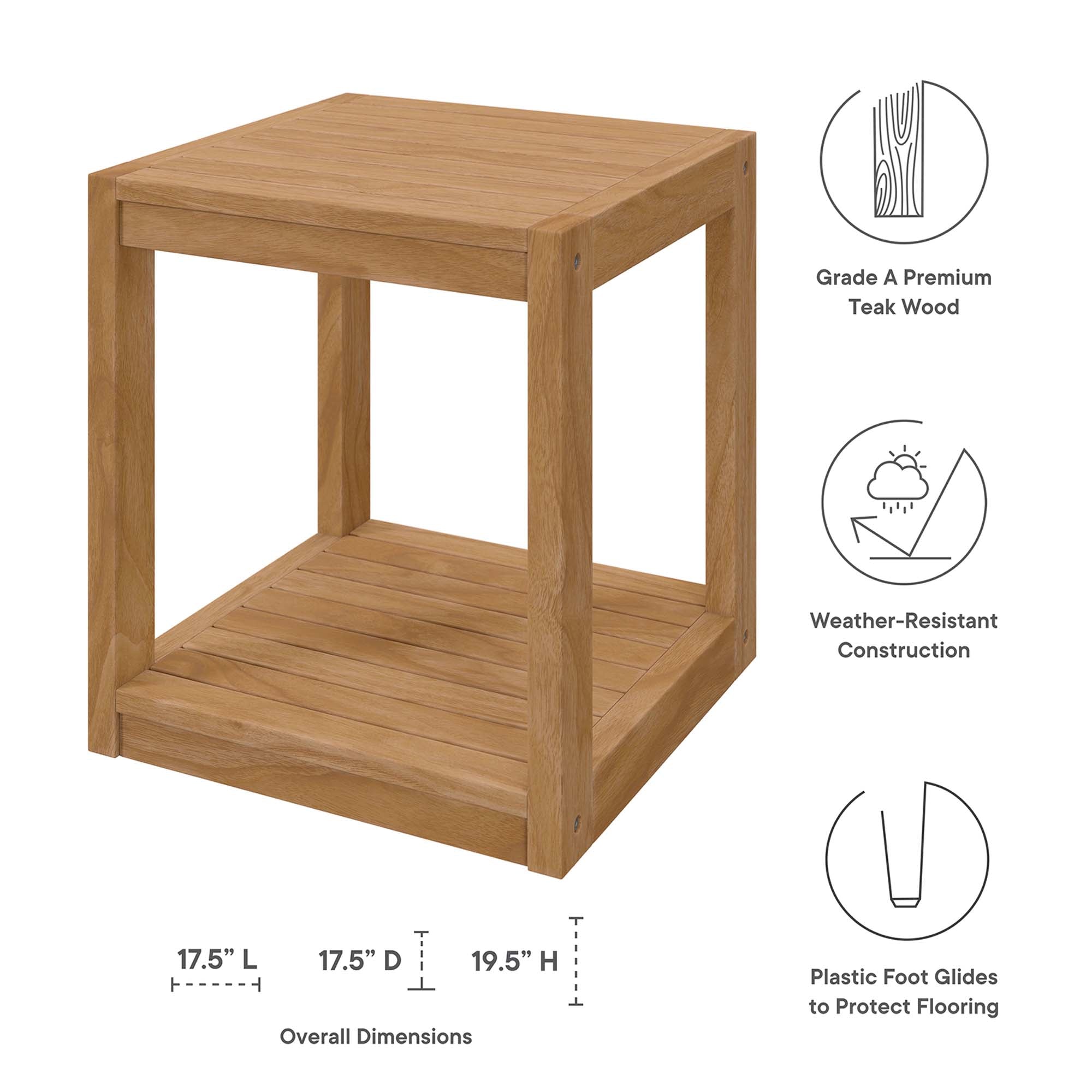 Carlsbad 6-Piece Teak Wood Outdoor Patio Set, Natural White