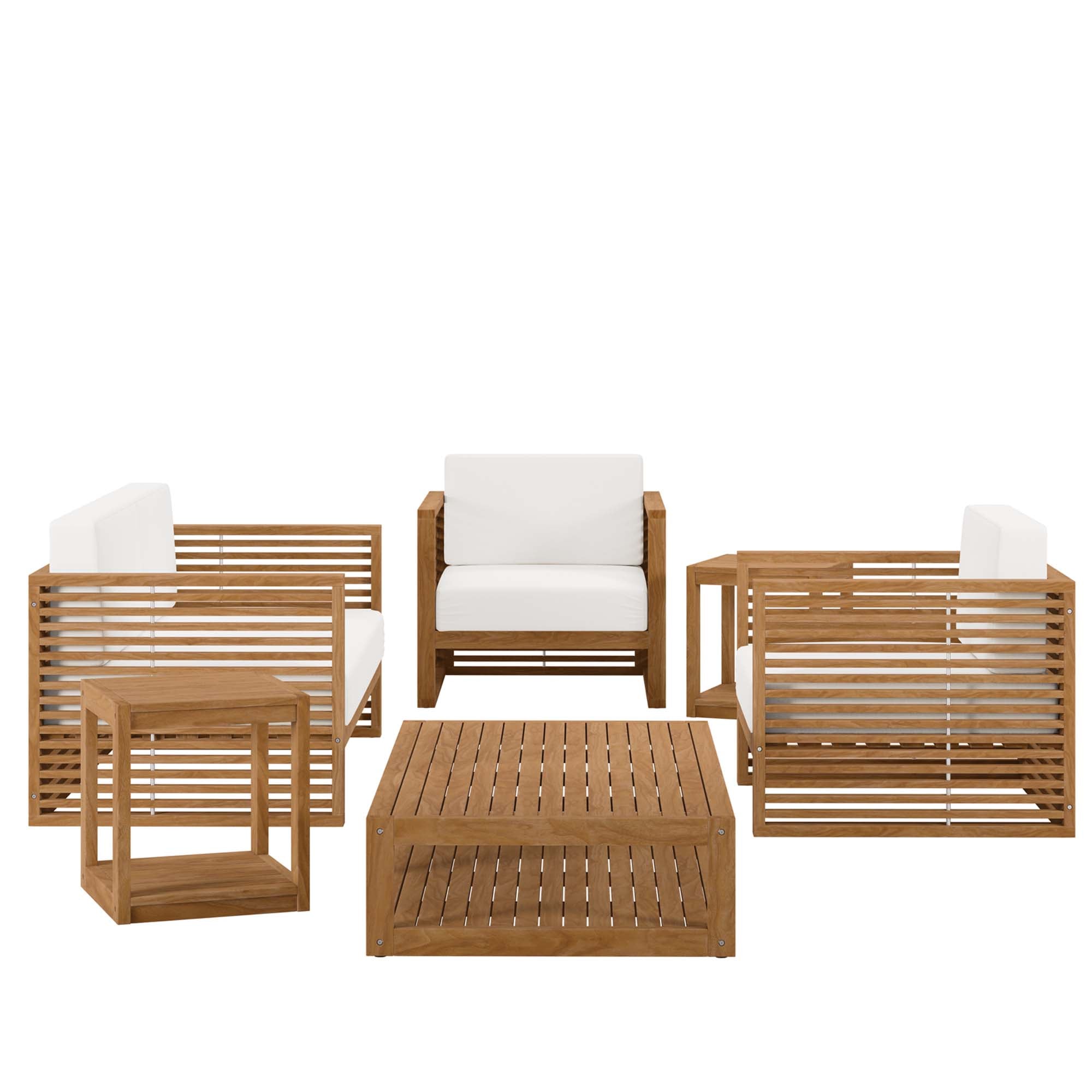 Carlsbad 6-Piece Teak Wood Outdoor Patio Set, Natural White