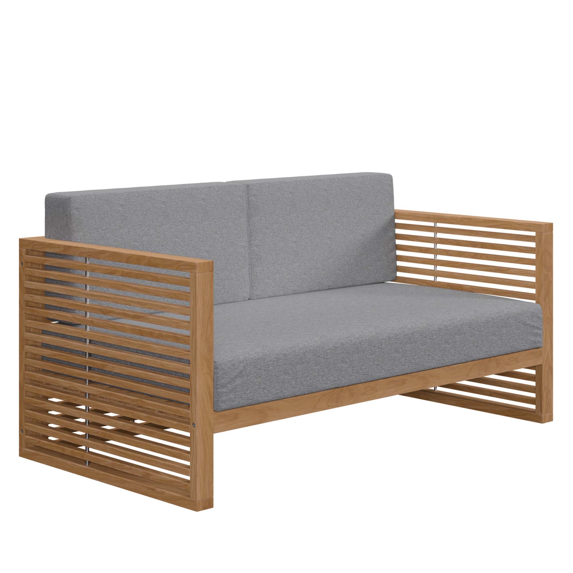 Carlsbad 3-Piece Teak Wood Outdoor Patio Set, Natural Gray