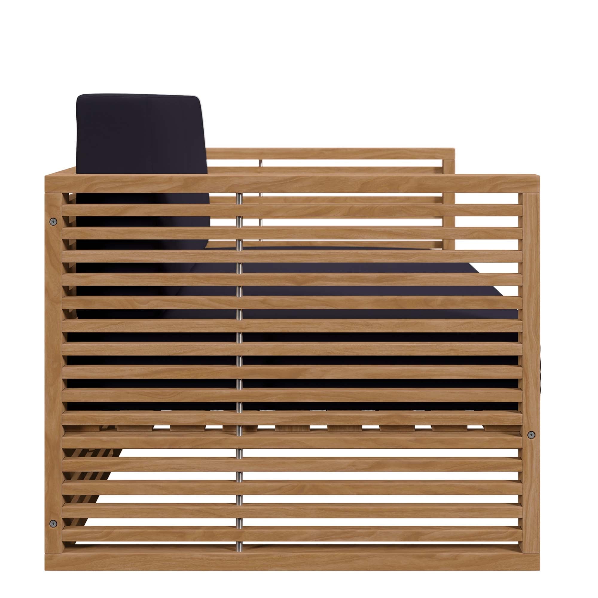 Carlsbad 3-Piece Teak Wood Outdoor Patio Set, Natural Navy