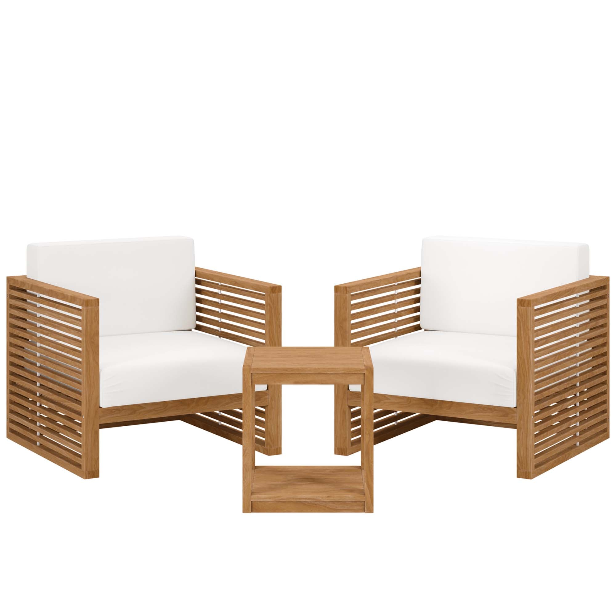 Carlsbad 3-Piece Teak Wood Outdoor Patio Set, Natural White