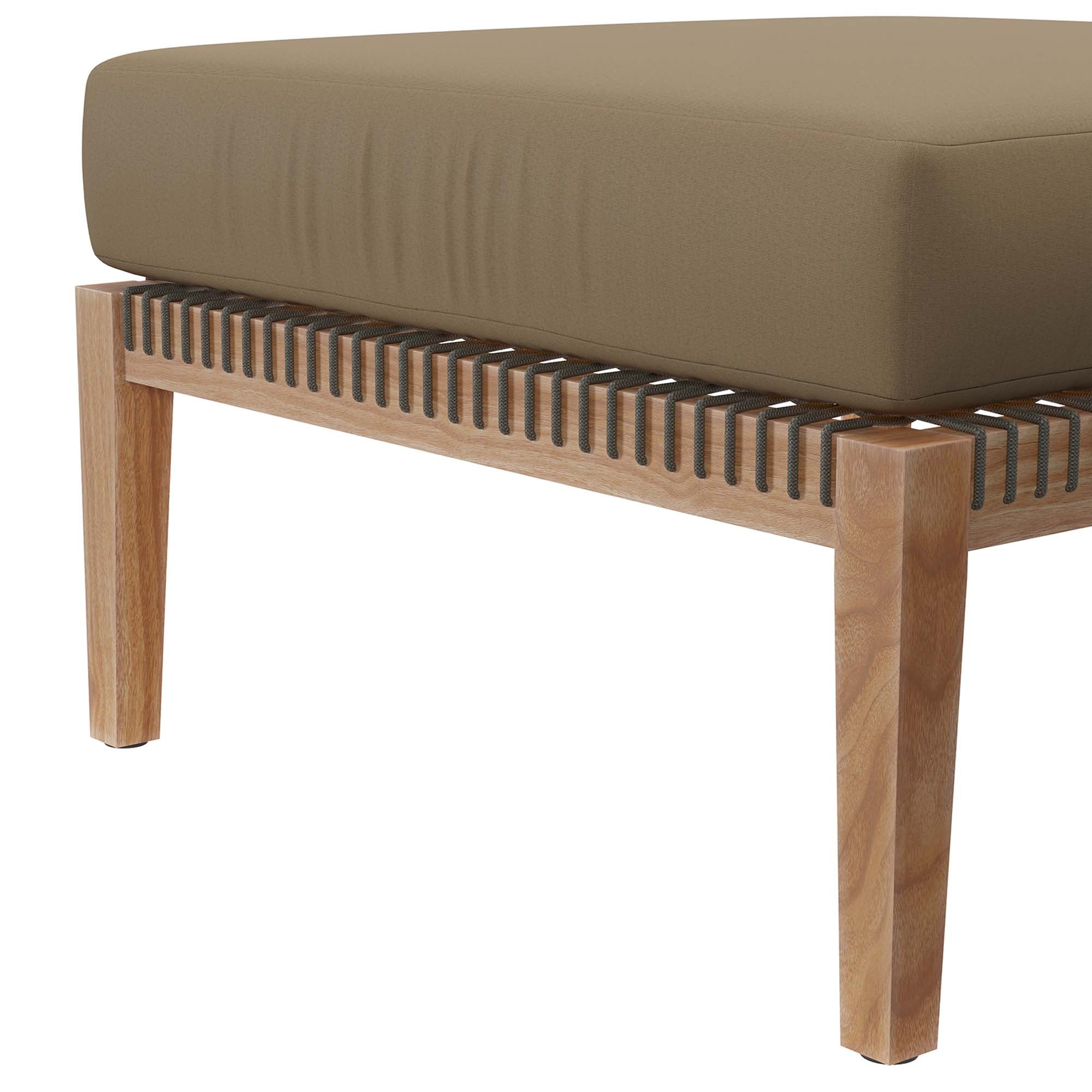 Clearwater Outdoor Patio Teak Wood Ottoman, Gray Light Brown