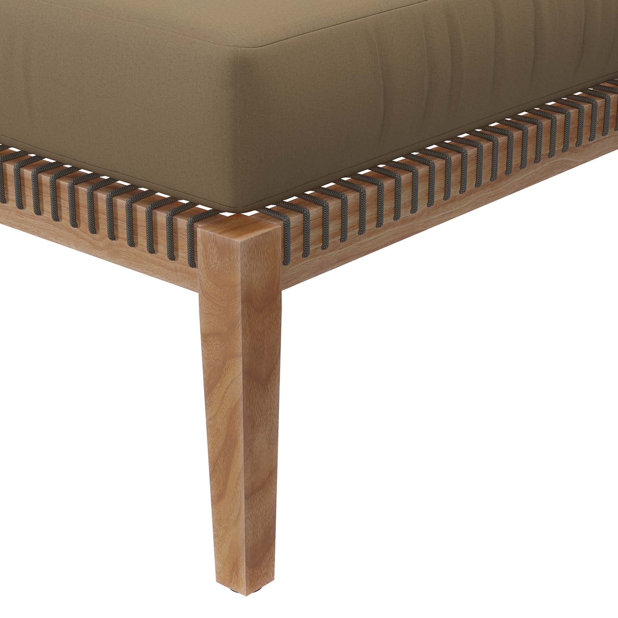 Clearwater Outdoor Patio Teak Wood Ottoman, Gray Light Brown