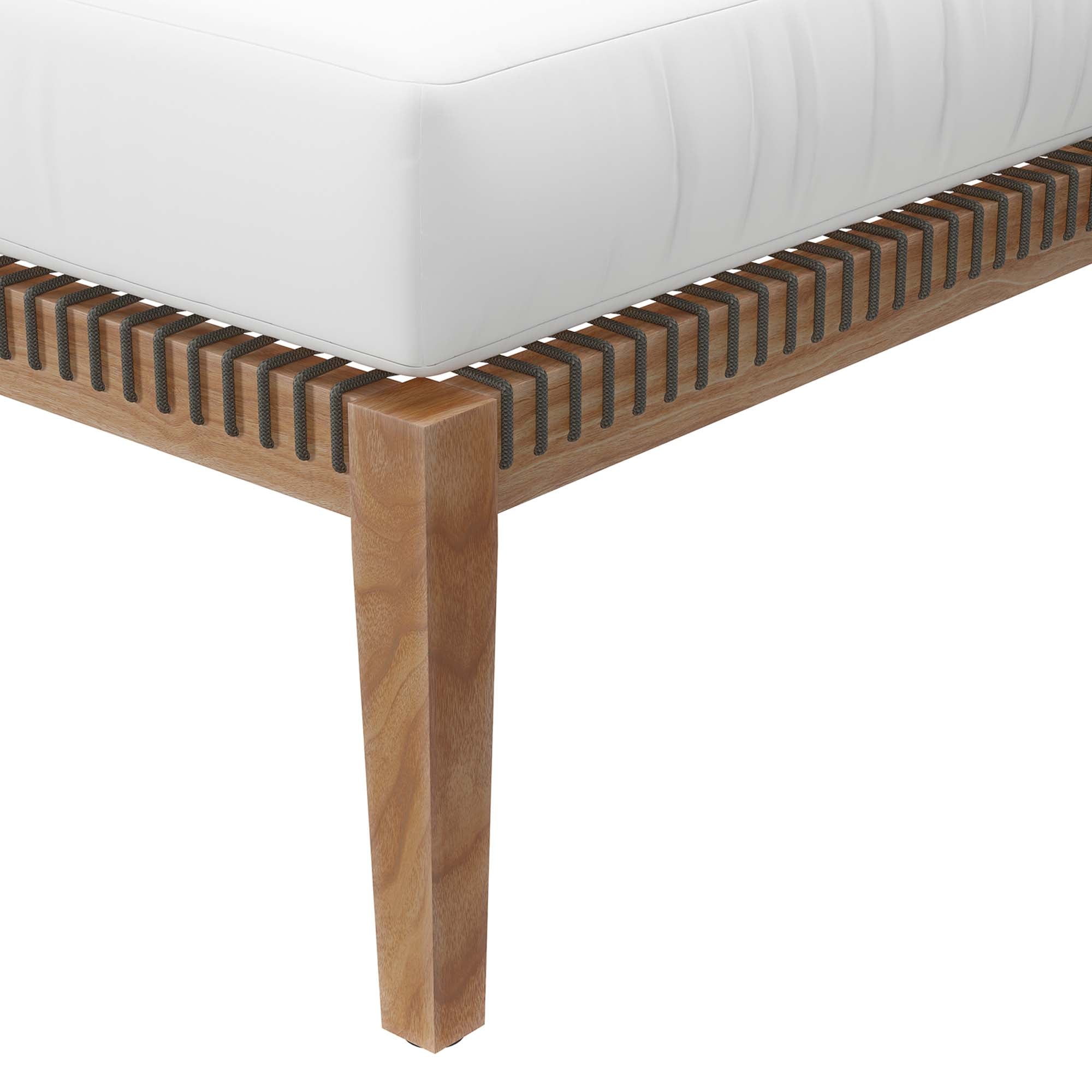 Clearwater Outdoor Patio Teak Wood Ottoman, Gray White