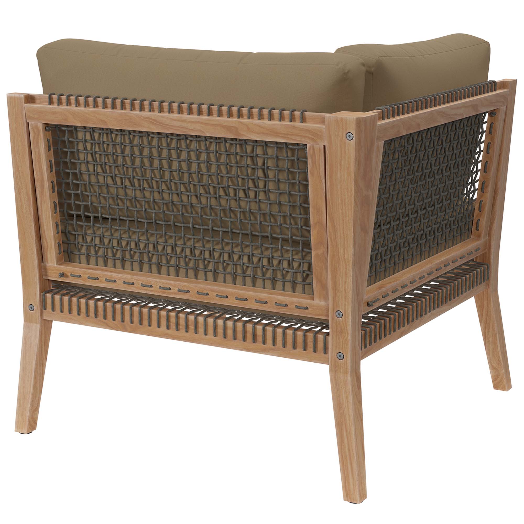 Clearwater Outdoor Patio Teak Wood Corner Chair, Gray Light Brown