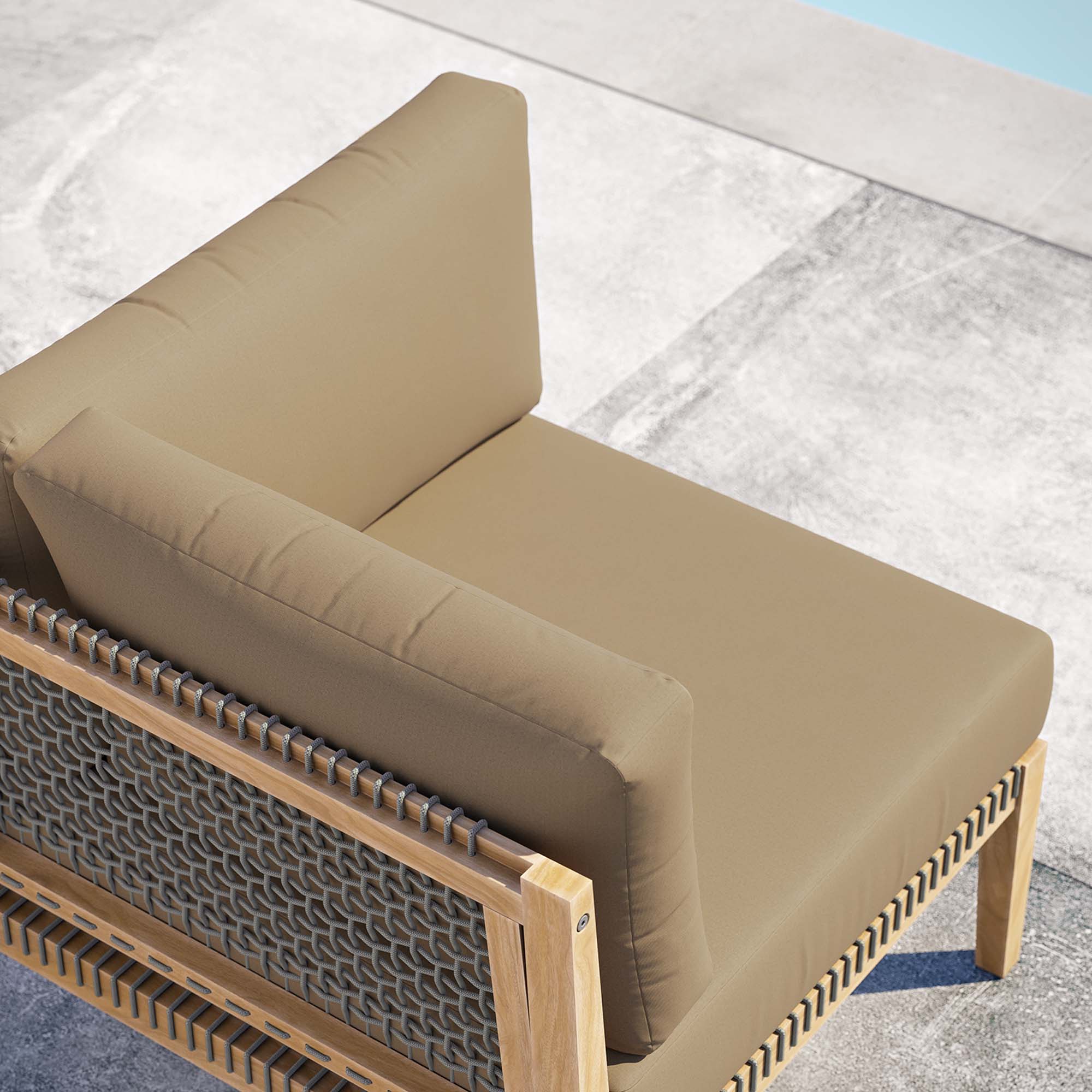 Clearwater Outdoor Patio Teak Wood Corner Chair, Gray Light Brown