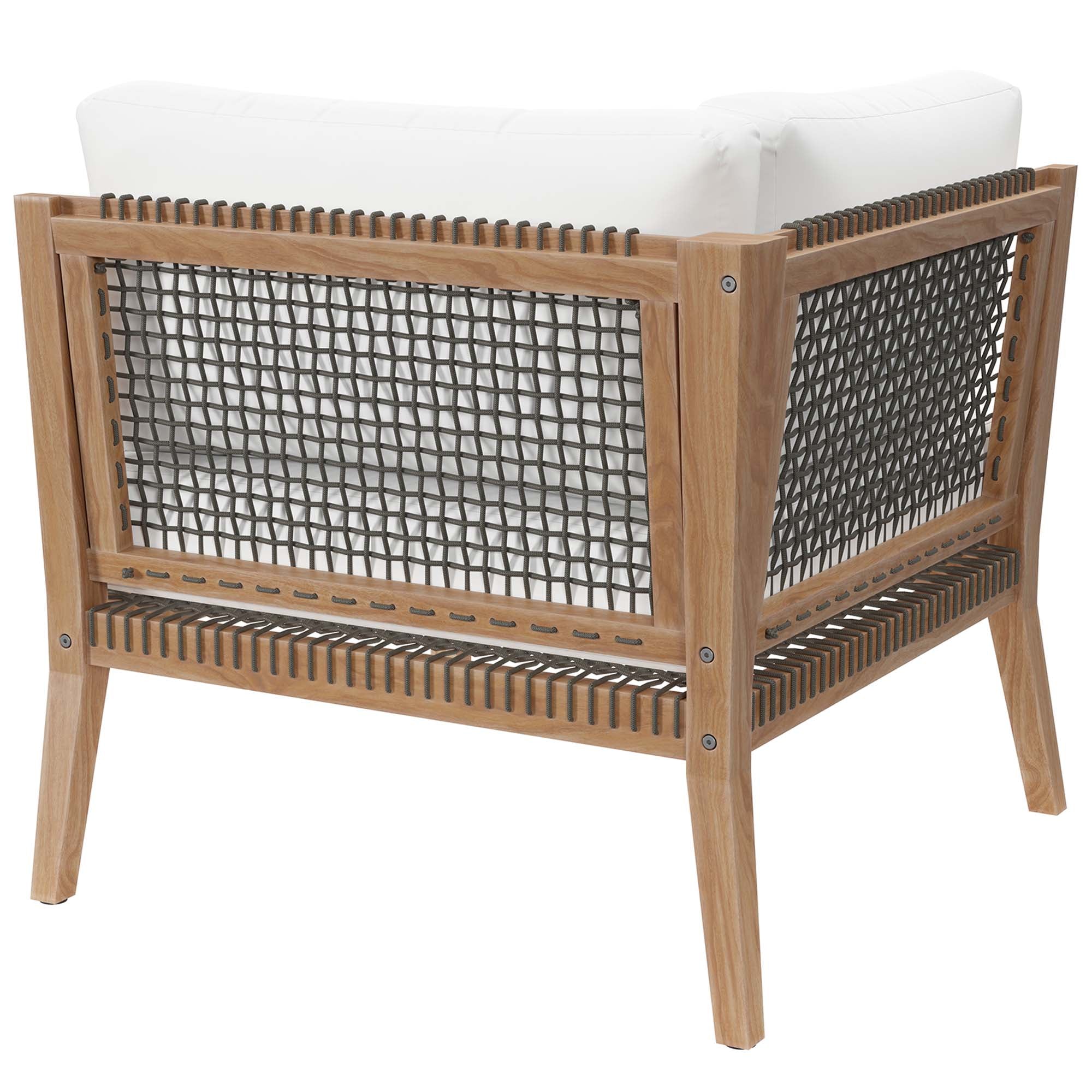 Clearwater Outdoor Patio Teak Wood Corner Chair, Gray White
