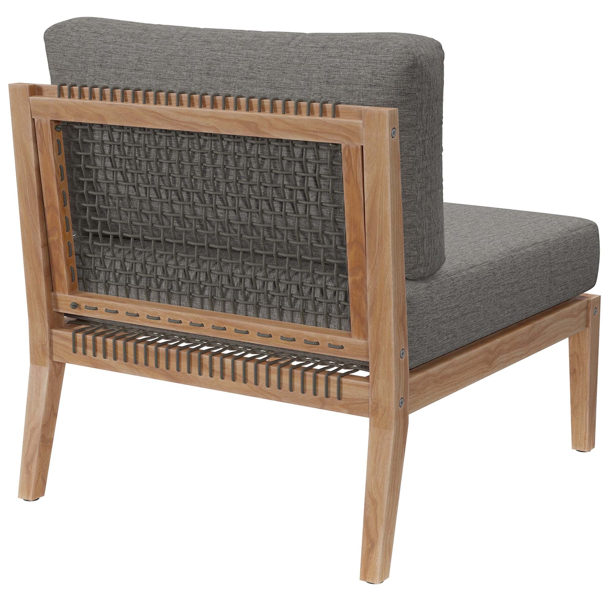 Clearwater Outdoor Patio Teak Wood Armless Chair, Gray Graphite