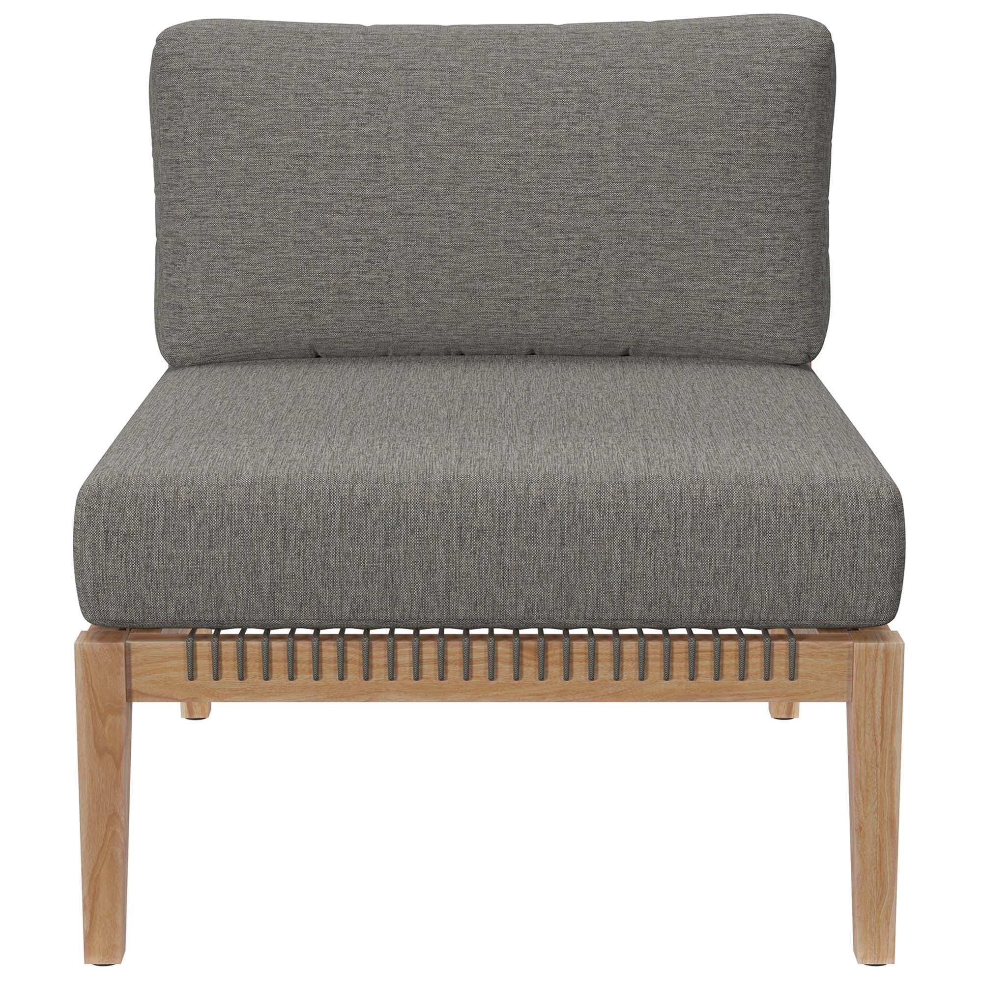 Clearwater Outdoor Patio Teak Wood Armless Chair, Gray Graphite